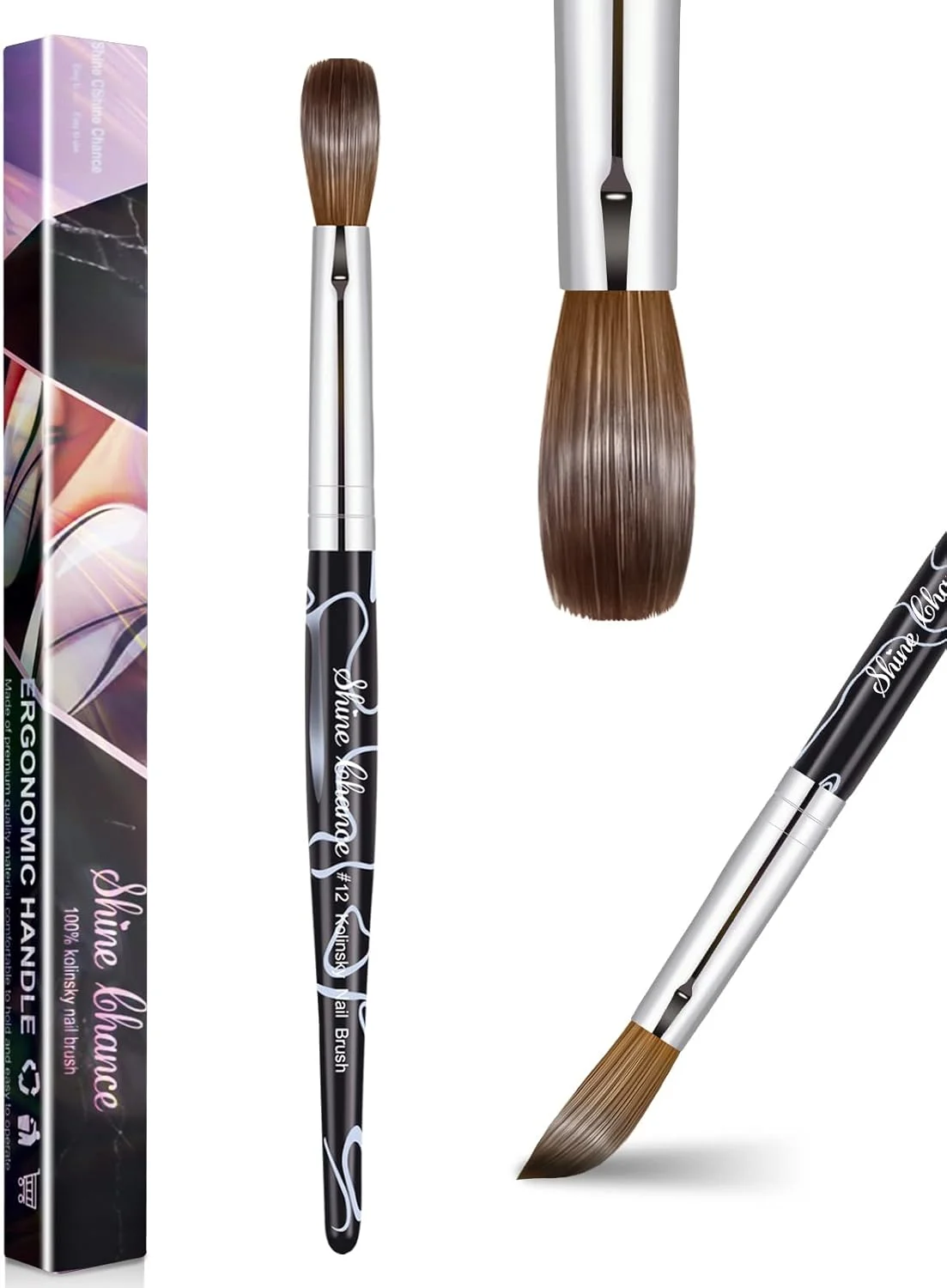 قلم طراحی ناخن اکریلیک Shine Chance سایز 12، قلم موی بیضی شکل 100% موی خالص کولینسکی برای استفاده از اکریلیک، ابزار حرفه ای مانیکور اکستنشن ناخن، قلم طراحی نوار ناخن برای سالن خانگی DIY قلم طراحی ناخن اکریلیک Shine Chance سایز 12، قلم موی بیضی شکل 100% موی خالص کولینسکی برای استفاده از اکریلیک، ابزار حرفه ای مانیکور اکستنشن ناخن، قلم طراحی نوار ناخن برای سالن خانگی DIY