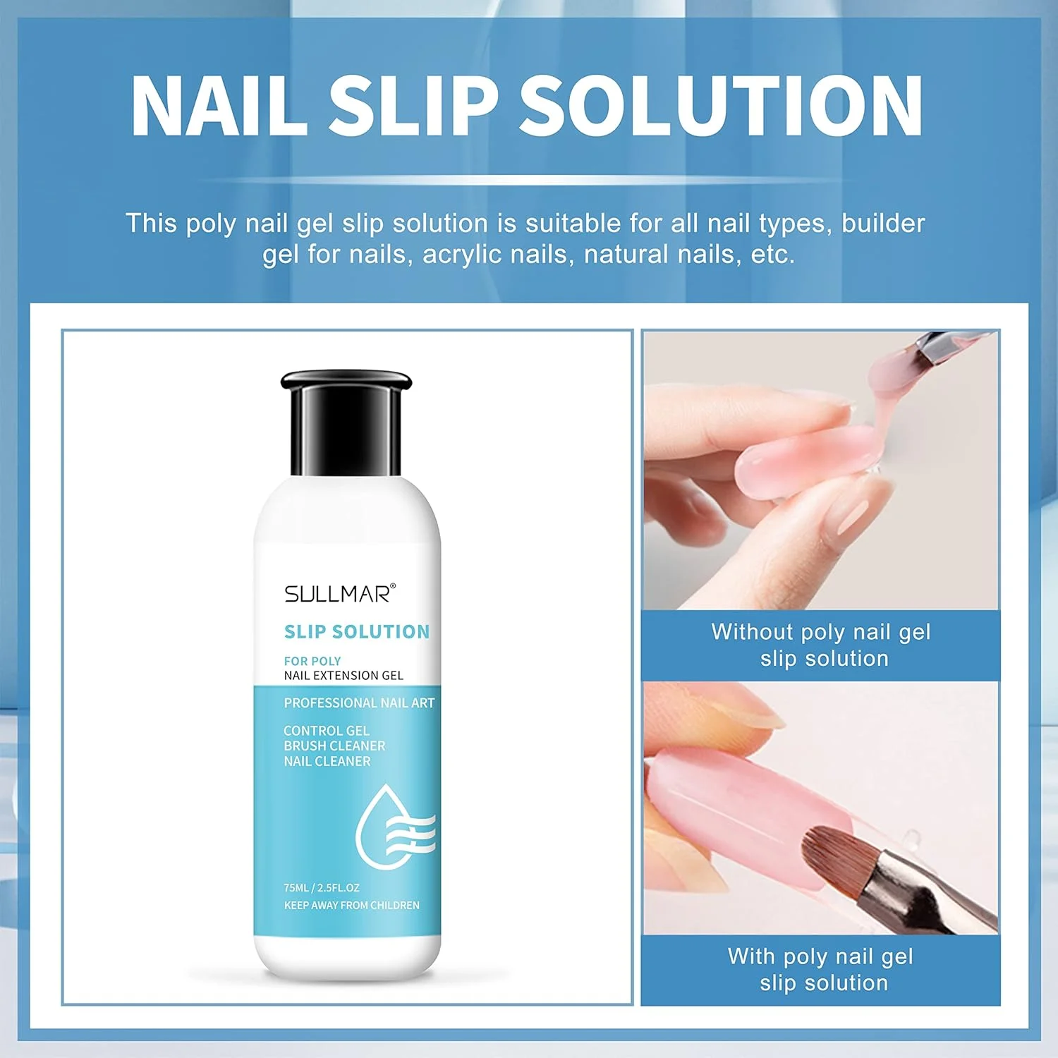 محلول لغزنده ناخن SULLMAR، محلول لغزنده پلی ژل ناخن، مایع محلول لغزنده ژل پلی اکستنشن ناخن، مایع محلول لغزنده ژل پلی ناخن (75 میلی لیتر/2.5FL.OZ) محلول لغزنده ناخن SULLMAR، محلول لغزنده پلی ژل ناخن، مایع محلول لغزنده ژل پلی اکستنشن ناخن، مایع محلول لغزنده ژل پلی ناخن (75 میلی لیتر/2.5FL.OZ)
