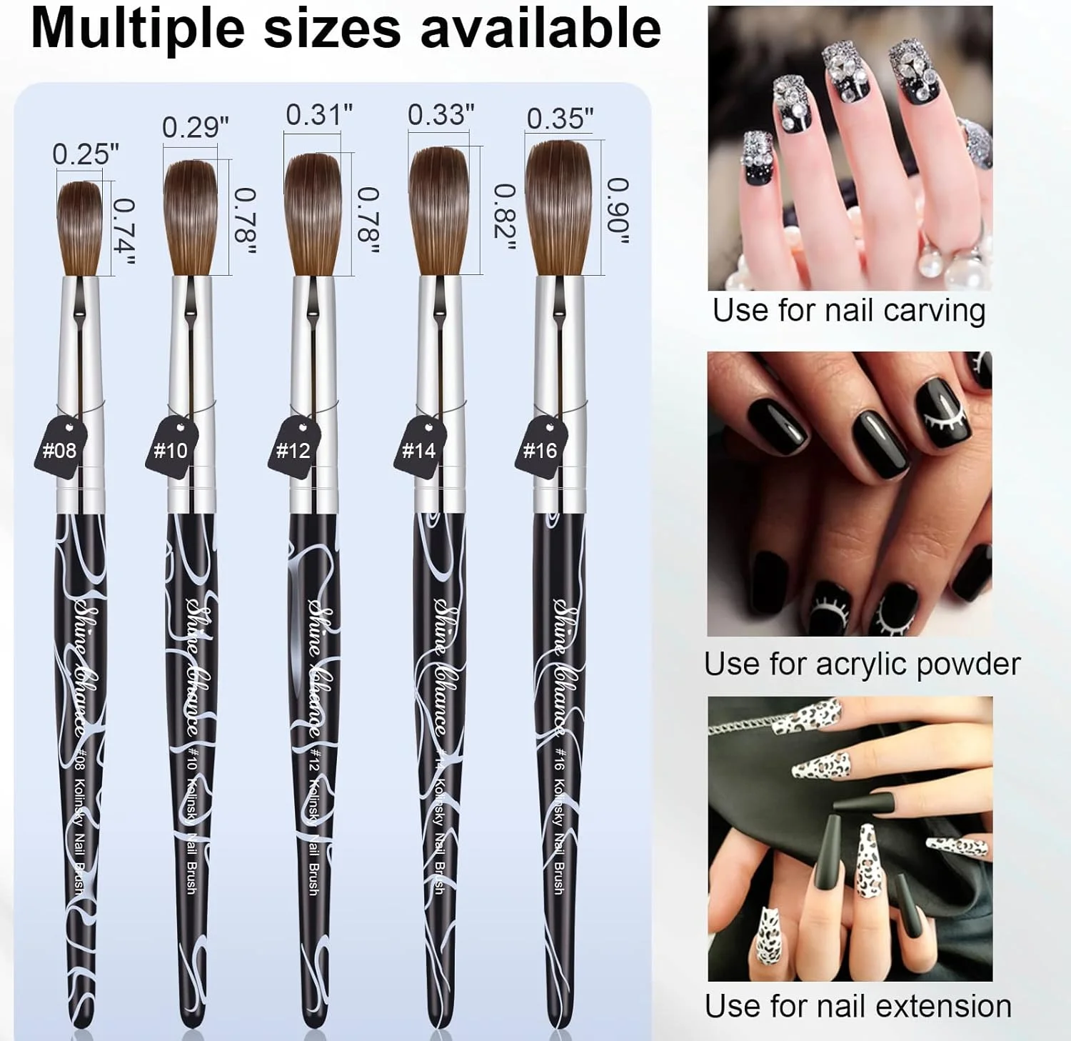 قلم طراحی ناخن اکریلیک Shine Chance سایز 12، قلم موی بیضی شکل 100% موی خالص کولینسکی برای استفاده از اکریلیک، ابزار حرفه ای مانیکور اکستنشن ناخن، قلم طراحی نوار ناخن برای سالن خانگی DIY قلم طراحی ناخن اکریلیک Shine Chance سایز 12، قلم موی بیضی شکل 100% موی خالص کولینسکی برای استفاده از اکریلیک، ابزار حرفه ای مانیکور اکستنشن ناخن، قلم طراحی نوار ناخن برای سالن خانگی DIY