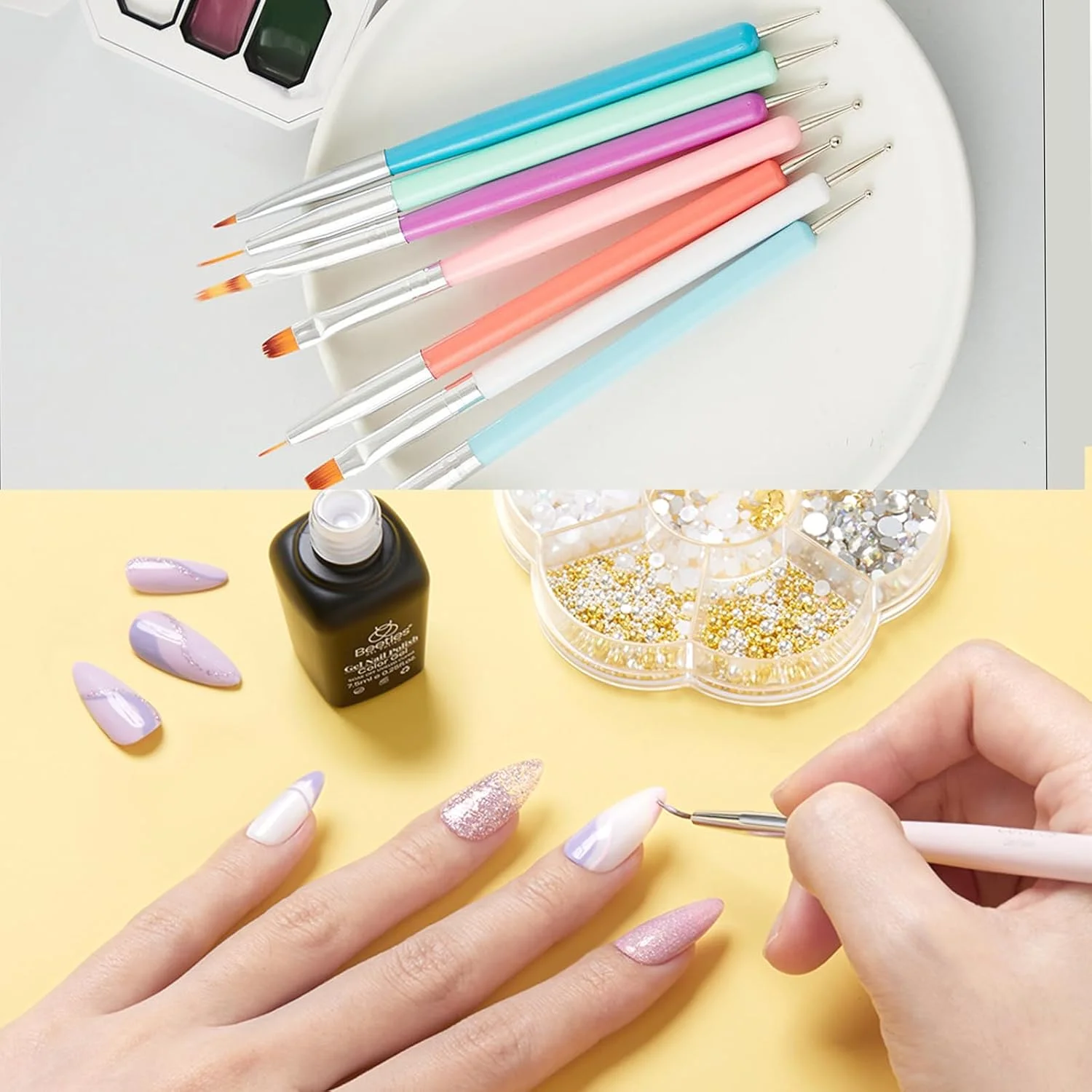 ست قلم طراحی ناخن دو طرفه SSKHE، ۷ تکه، قلم نقطه گذاری ناخن، ابزارهای طراحی و نقاشی برای ژل اکستنشن ناخن و طرح های ناخن DIY ست قلم طراحی ناخن دو طرفه SSKHE، ۷ تکه، قلم نقطه گذاری ناخن، ابزارهای طراحی و نقاشی برای ژل اکستنشن ناخن و طرح های ناخن DIY