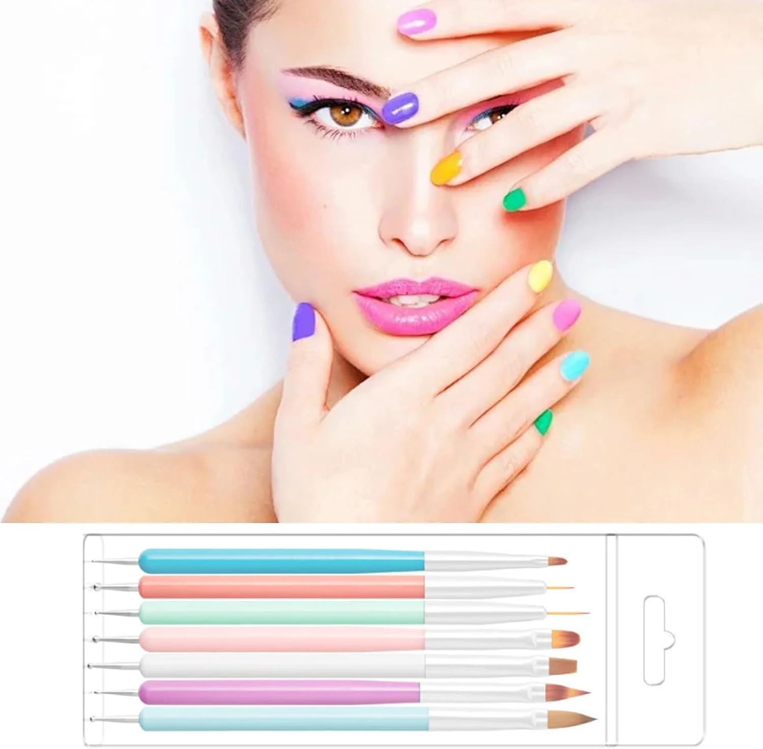 ست قلم طراحی ناخن دو طرفه SSKHE، ۷ تکه، قلم نقطه گذاری ناخن، ابزارهای طراحی و نقاشی برای ژل اکستنشن ناخن و طرح های ناخن DIY ست قلم طراحی ناخن دو طرفه SSKHE، ۷ تکه، قلم نقطه گذاری ناخن، ابزارهای طراحی و نقاشی برای ژل اکستنشن ناخن و طرح های ناخن DIY