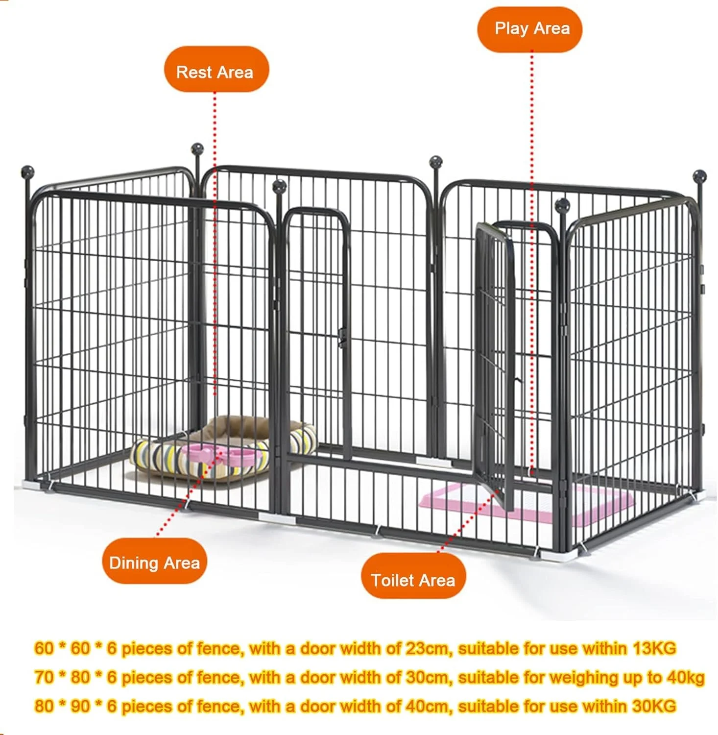 محوطه بازی سگ Beauenty، محوطه بازی قابل حمل حیوانات خانگی در فضای باز، قفس ضد زنگ سگ، محوطه بزرگ داخلی، حصار فلزی سنگین حیاط سگ برای خرگوش ها، گربه ها و سگ های کوچک و متوسط (مشکی 160 * 80 * 80 سانتی متر)