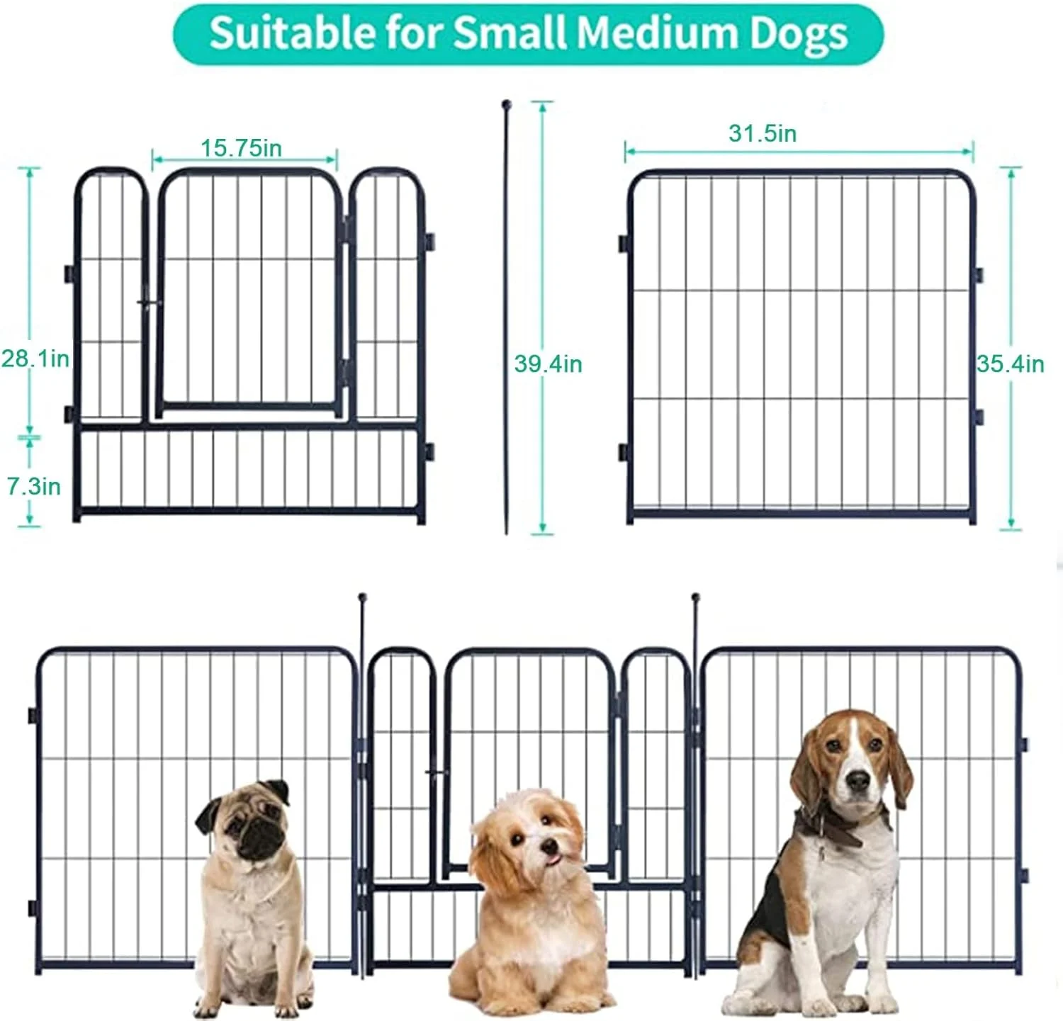 محوطه بازی سگ Beauenty، محوطه بازی قابل حمل حیوانات خانگی در فضای باز، قفس ضد زنگ سگ، محوطه بزرگ داخلی، حصار فلزی سنگین حیاط سگ برای خرگوش ها، گربه ها و سگ های کوچک و متوسط (مشکی 160 * 80 * 80 سانتی متر)
