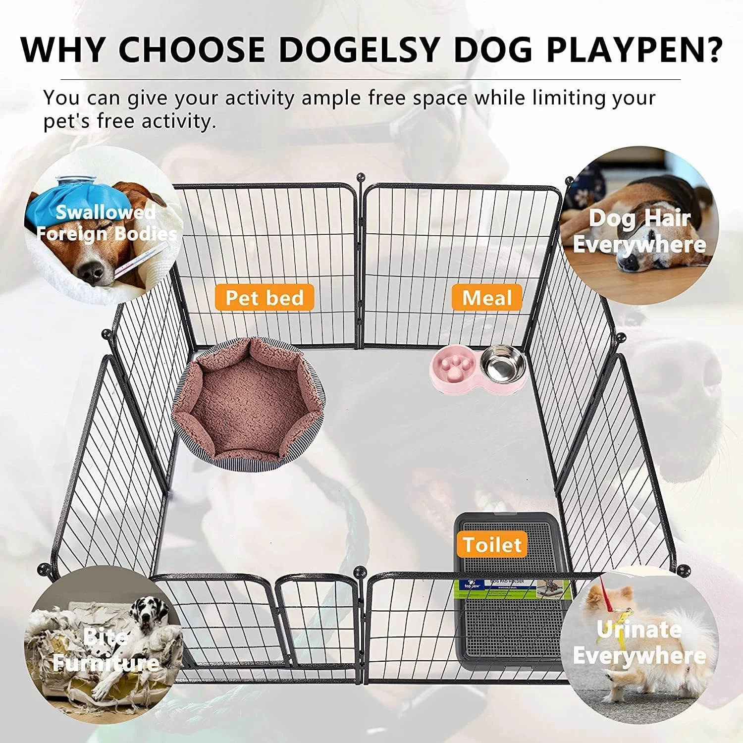 محوطه بازی سگ Beauenty، محوطه بازی قابل حمل حیوانات خانگی در فضای باز، قفس ضد زنگ سگ، محوطه بزرگ داخلی، حصار فلزی سنگین حیاط سگ برای خرگوش ها، گربه ها و سگ های کوچک و متوسط (مشکی 160 * 80 * 80 سانتی متر)