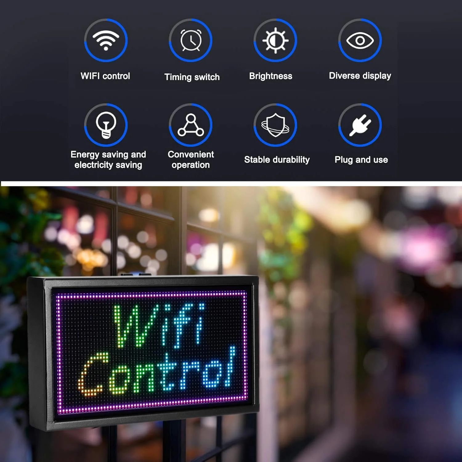 تابلو ال ای دی، صفحه نمایش تبلیغاتی رنگی کامل وای فای برای مرکز خرید، تغذیه از طریق USB