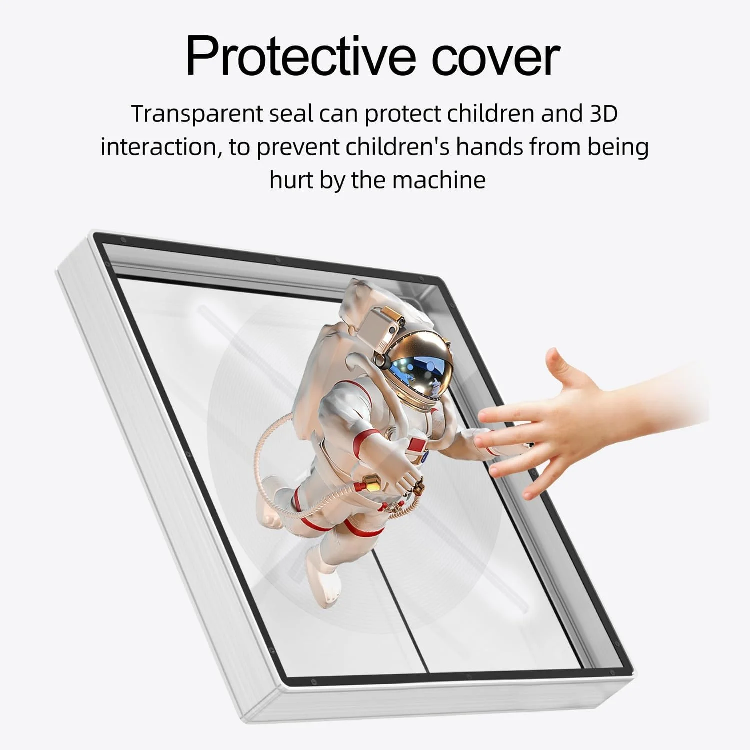 فن هولوگرام سه بعدی SDFhNest، پروژکتور دستگاه تبلیغاتی با پروجکشن 56 سانتی متری، پروژکشن هولوگرام چرخشی با علامت LED، دارای بلندگوی داخلی برای فروشگاه ها (نقره ای)