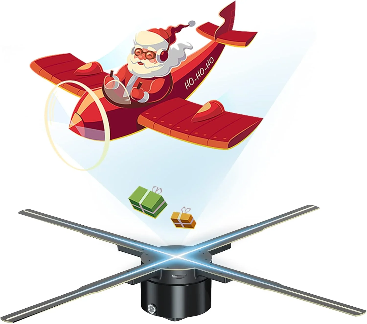 پروژکتور هولوگرام سه بعدی QAHM، فن نمایشگر تبلیغاتی، پخش کننده دیواری، فن LED سه بعدی با کیفیت 2K HD با 576 مهره چراغ LED، کنترل از راه دور، نمایشگر صفحه نمایش بلادرنگ برای تجارت