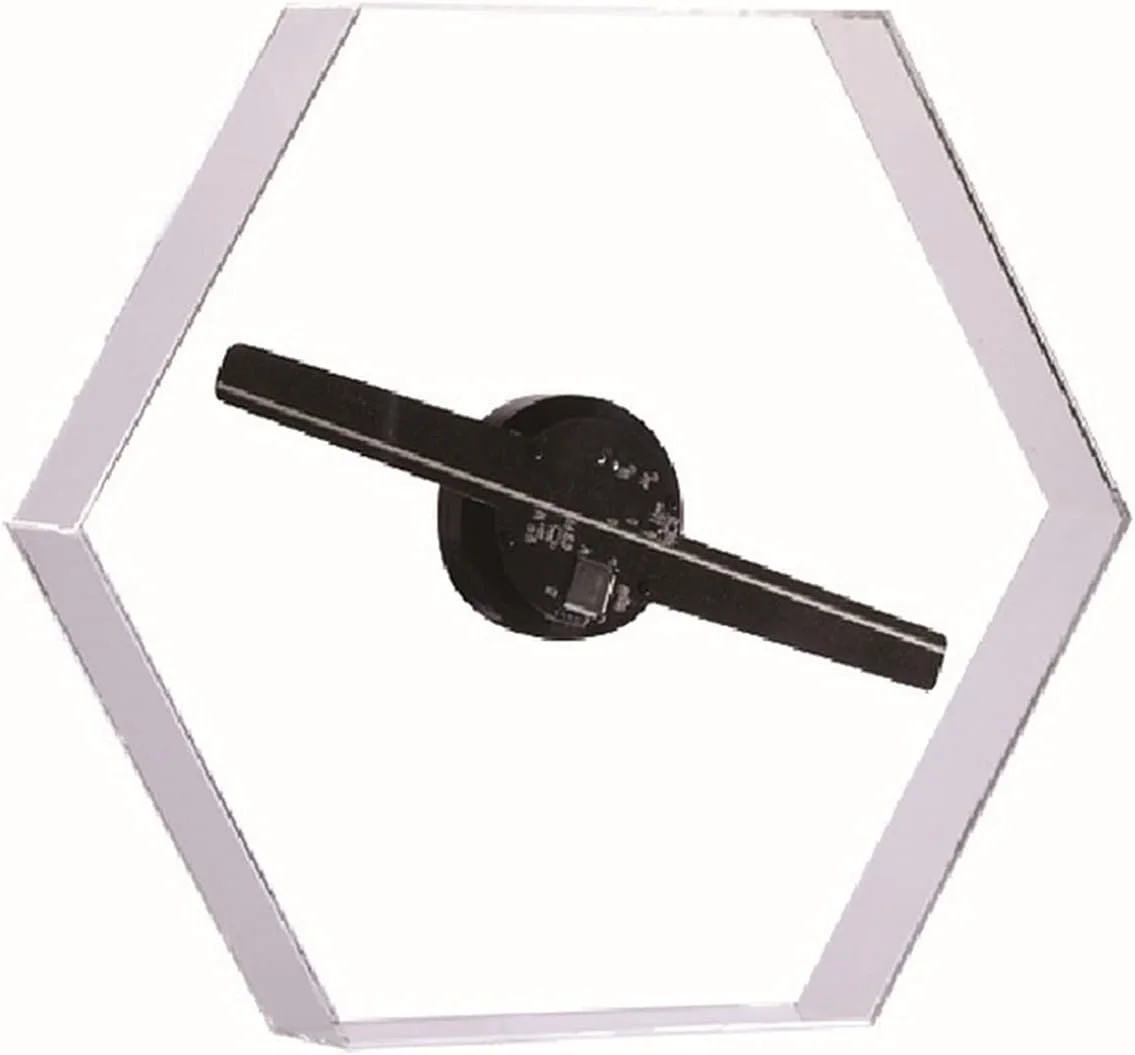 فن تبلیغاتی هولوگرام QTFBYA، پروژکتور هولوگرام سه بعدی، صفحه نمایش شش ضلعی، دستگاه نور لوگو تبلیغاتی، تصویربرداری چرخشی LED با پوشش محافظ، فن هولوگرام سه بعدی (توان: شفاف) زندگی شاد