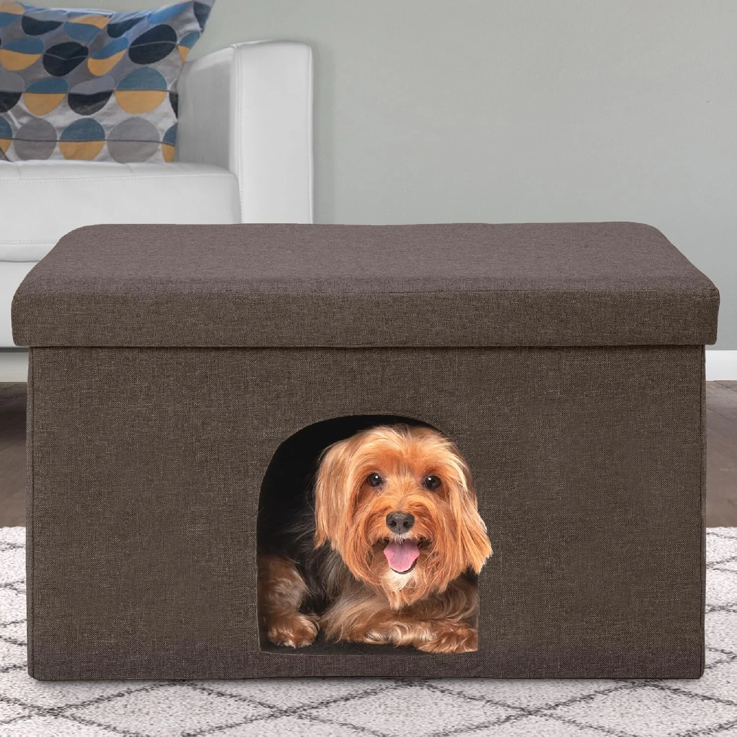 خانه سگ و گربه Furhaven - خانه حیوانات خانگی تاشو مدل عثمانی مناسب اتاق نشیمن برای گربه ها و سگ های کوچک، قهوه ای نارگیلی، بزرگ خانه سگ و گربه Furhaven - خانه حیوانات خانگی تاشو مدل عثمانی مناسب اتاق نشیمن برای گربه ها و سگ های کوچک، قهوه ای نارگیلی، بزرگ