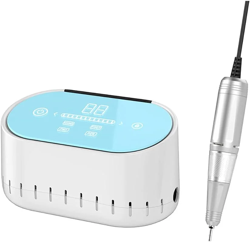 دستگاه سوهان برقی ناخن، 35000 دور در دقیقه، حرفه ای، کم صدا، ست مانیکور و پدیکور برقی برای مبتدیان، جعبه نگهداری با سر سنگ زنی، آبی دستگاه سوهان برقی ناخن، 35000 دور در دقیقه، حرفه ای، کم صدا، ست مانیکور و پدیکور برقی برای مبتدیان، جعبه نگهداری با سر سنگ زنی، آبی