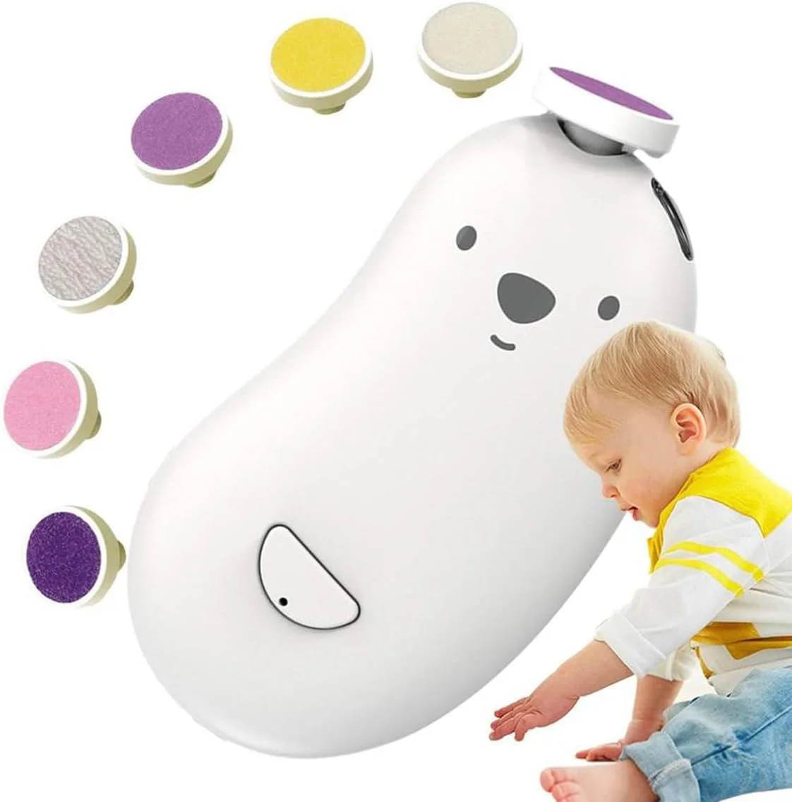 ناخن گیر برقی کودک ALMEKAQUZ، ناخن گیر شارژی کودک با 6 سری سنگ زنی و چراغ LED، ست سوهان ناخن ایمن کودک برای پولیش ناخن و انگشتان نوزاد و کودک نوپا ناخن گیر برقی کودک ALMEKAQUZ، ناخن گیر شارژی کودک با 6 سری سنگ زنی و چراغ LED، ست سوهان ناخن ایمن کودک برای پولیش ناخن و انگشتان نوزاد و کودک نوپا