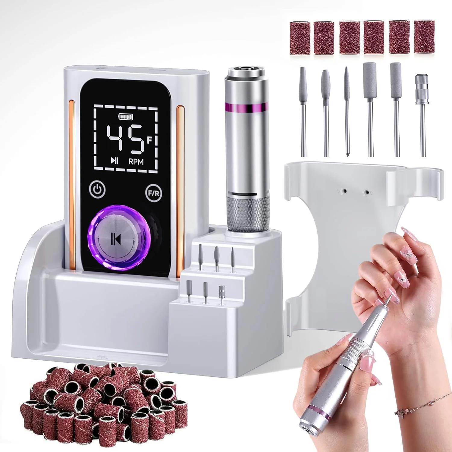 دستگاه سوهان برقی ناخن Angju، قابل حمل، 45000 دور در دقیقه، سوهان ناخن برقی بی سیم حرفه ای با سری و پایه، برای ناخن های ژلی آکریلیک، دستگاه ای فایل، پولیش مانیکور، مناسب برای سالن و خانه دستگاه سوهان برقی ناخن Angju، قابل حمل، 45000 دور در دقیقه، سوهان ناخن برقی بی سیم حرفه ای با سری و پایه، برای ناخن های ژلی آکریلیک، دستگاه ای فایل، پولیش مانیکور، مناسب برای سالن و خانه