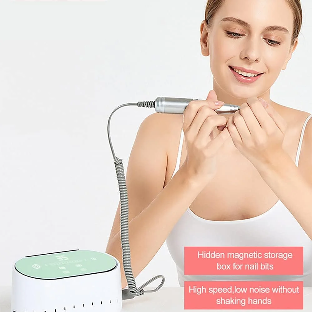 دستگاه سوهان برقی ناخن، 35000 دور در دقیقه، حرفه ای، کم صدا، ست مانیکور و پدیکور برقی برای مبتدیان، جعبه نگهداری با سر سنگ زنی، آبی دستگاه سوهان برقی ناخن، 35000 دور در دقیقه، حرفه ای، کم صدا، ست مانیکور و پدیکور برقی برای مبتدیان، جعبه نگهداری با سر سنگ زنی، آبی