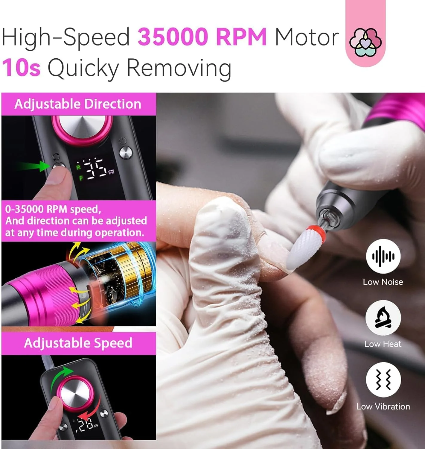 دستگاه سوهان برقی ناخن قابل شارژ Azonee، ۳۵۰۰۰ دور در دقیقه، دارای ۶ سر سوهان، ابزار برقی قابل حمل برای لایه برداری، سوهان زدن، پولیش، مناسب برای استفاده در منزل و سالن، مبتدیان و متخصصان مانیکور دستگاه سوهان برقی ناخن قابل شارژ Azonee، ۳۵۰۰۰ دور در دقیقه، دارای ۶ سر سوهان، ابزار برقی قابل حمل برای لایه برداری، سوهان زدن، پولیش، مناسب برای استفاده در منزل و سالن، مبتدیان و متخصصان مانیکور