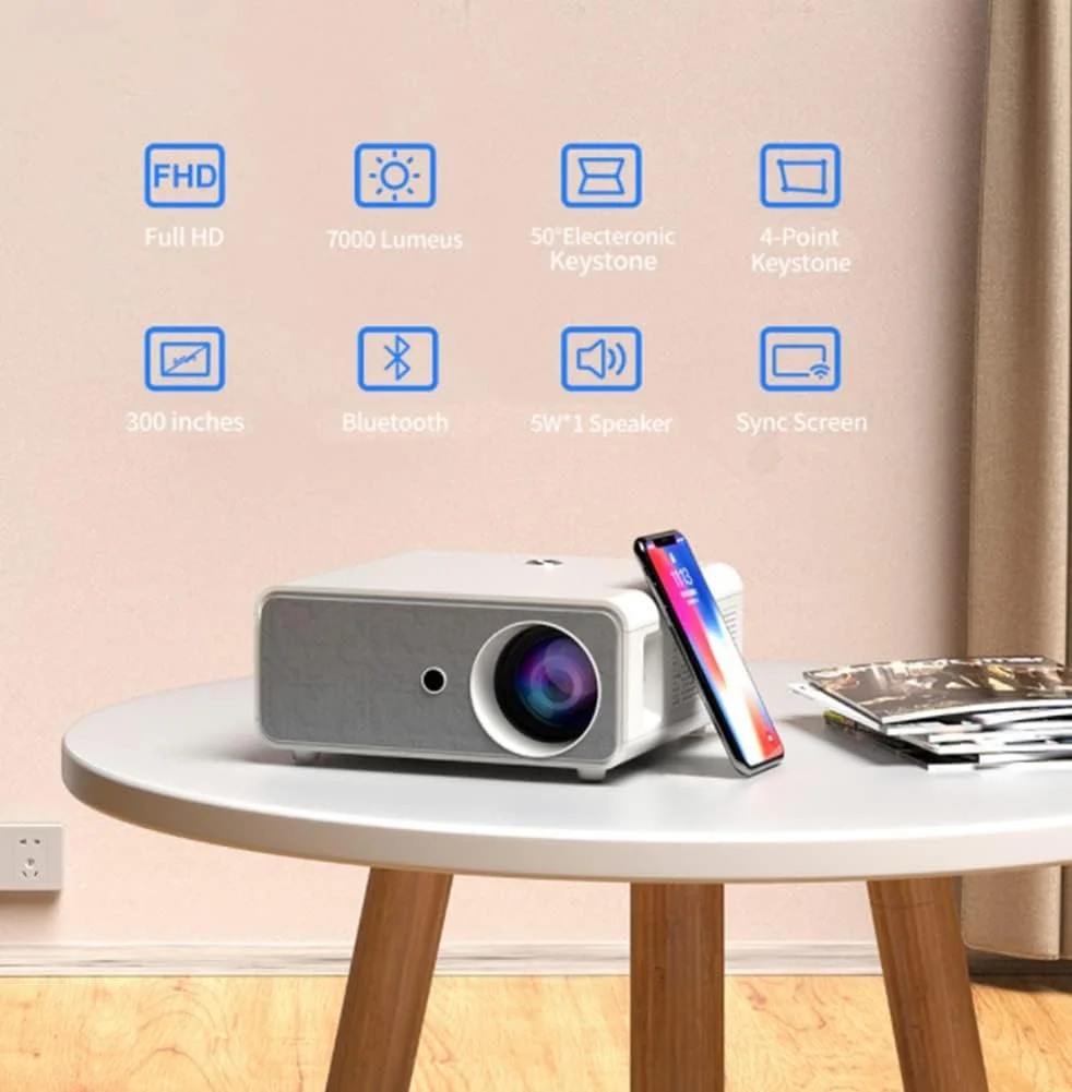 پروژکتور LCD 1080 Ultra HD مناسب کنفرانس، تجاری و سینمای خانگی، سفید