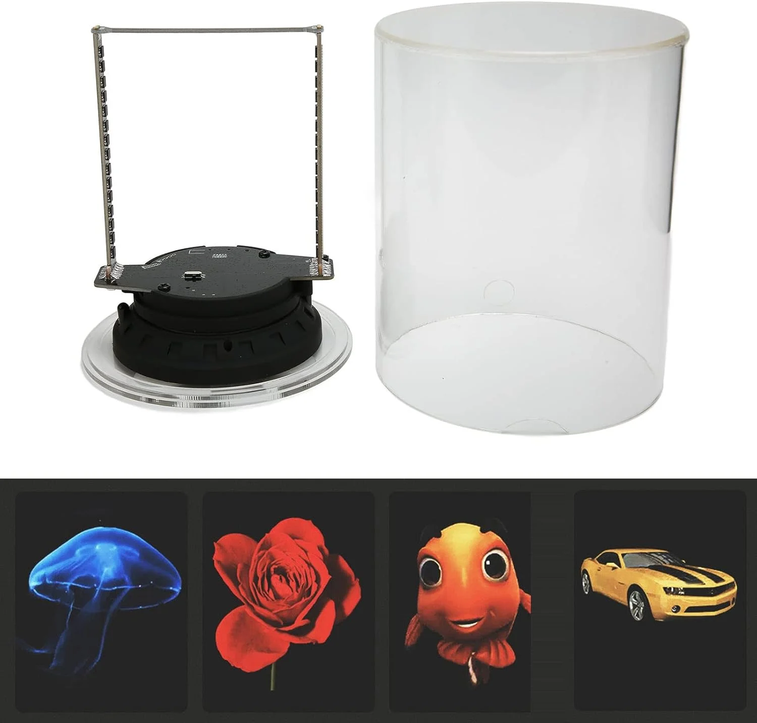 فن هولوگرام سه بعدی، پروژکتور تبلیغاتی هولوگرام سه بعدی 3.9 اینچی، چراغ سقفی LED هولوگرافی وای فای 32 گیگابایتی با پوشش محافظ شفاف