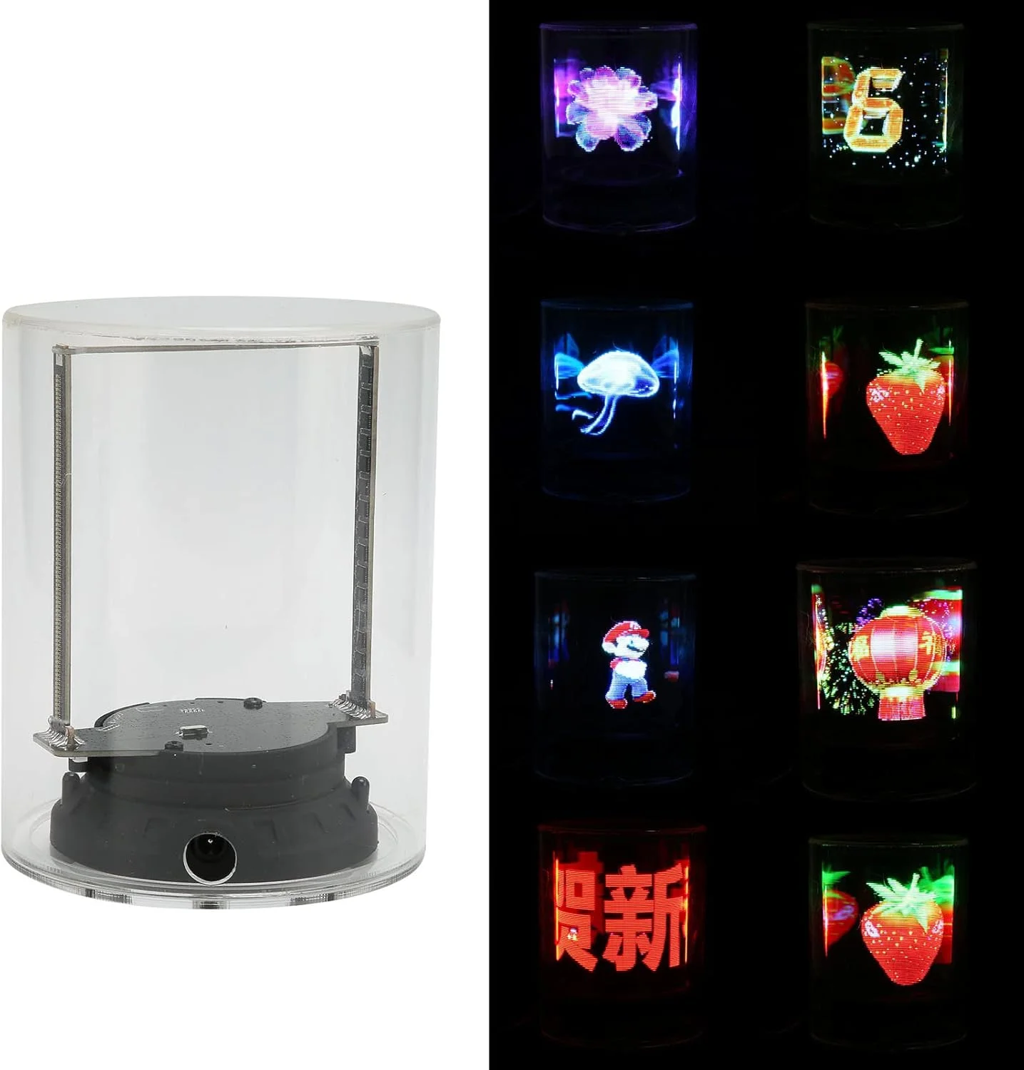 فن هولوگرام سه بعدی، پروژکتور تبلیغاتی هولوگرام سه بعدی 3.9 اینچی، چراغ سقفی LED هولوگرافی وای فای 32 گیگابایتی با پوشش محافظ شفاف