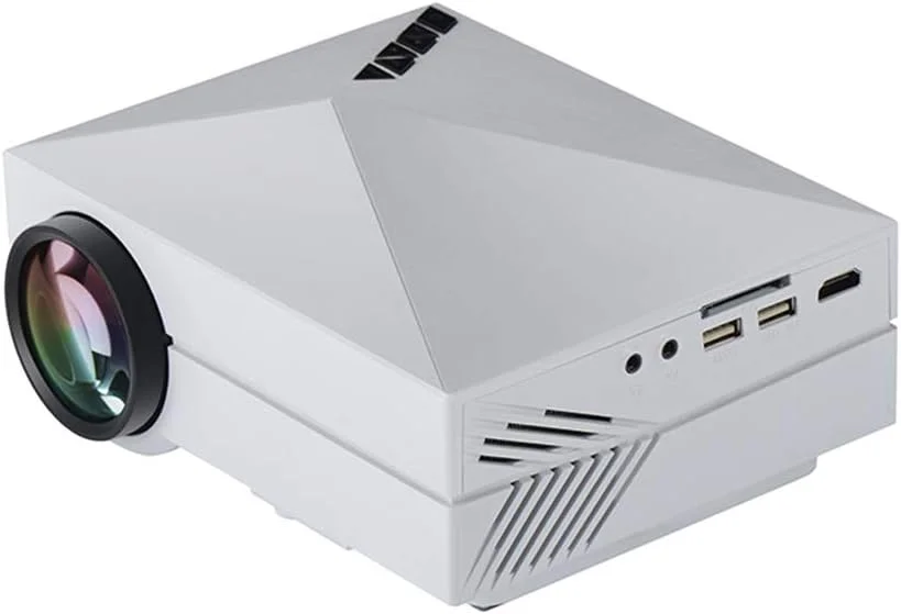 پروژکتور HD ان سی، پروژکتور LED خانگی میکرو، پروژکتور رمزگشایی 1080P با رابط VGA HDMI USB هدست و AV، واحد کارت خوان SD داخلی، سفید