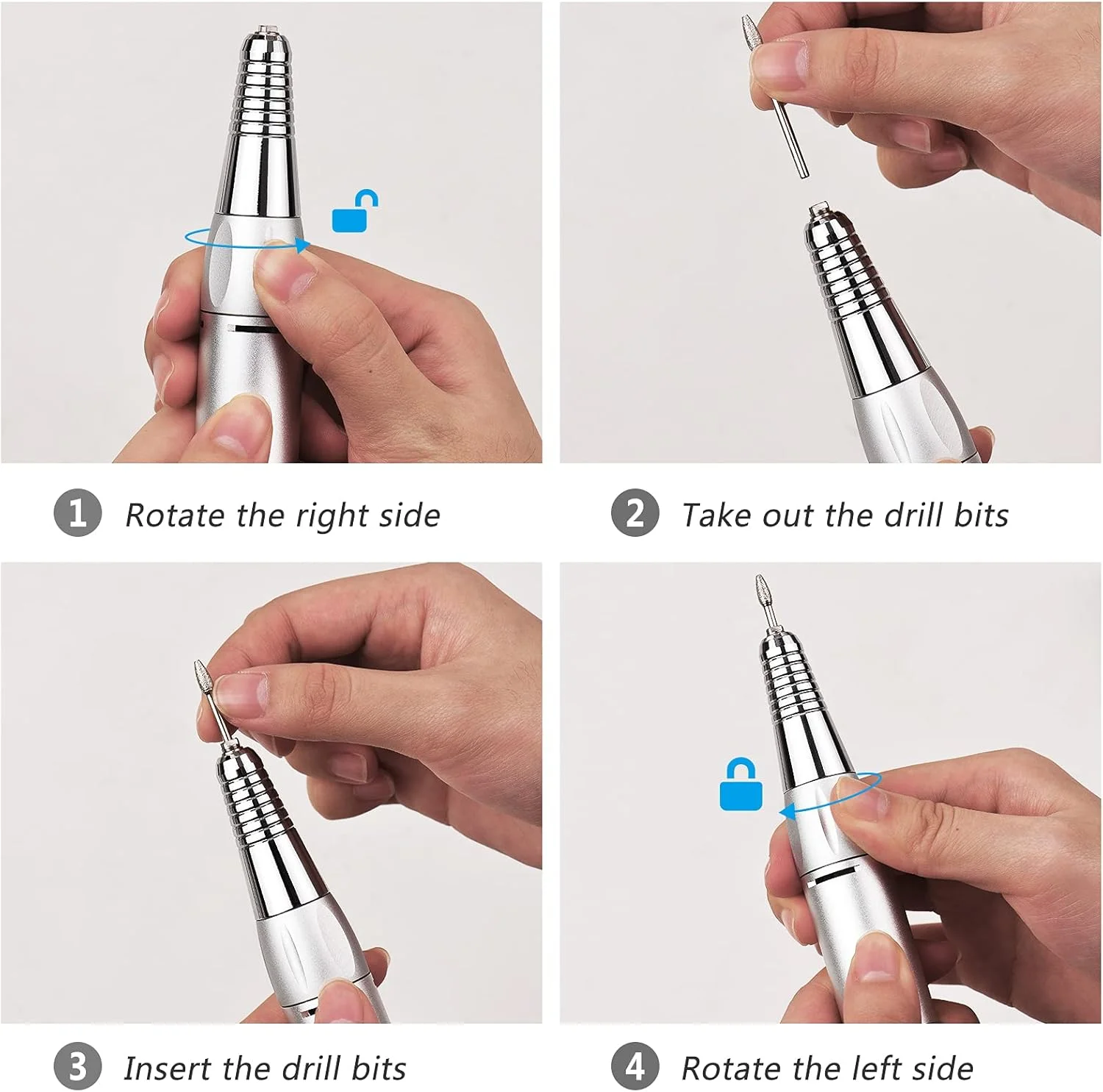 دستگاه مانیکور برقی اِیکم، سوهان برقی ناخن، پولیش ناخن، 35000 دور در دقیقه، صفحه نمایش LED با جای قلم سوهان و سری سوهان برای مانیکور ناخن و حذف ژل ناخن