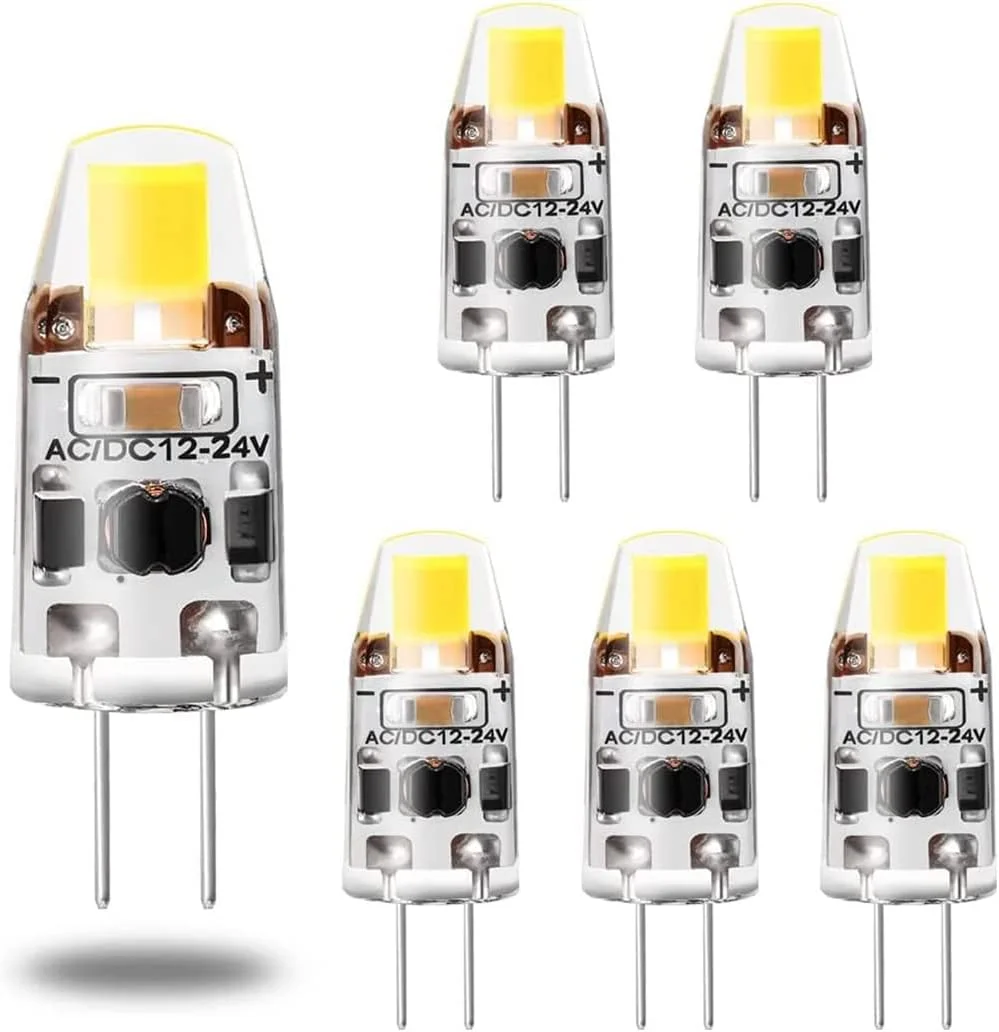 لامپ ال ای دی Azonee G4، لامپ دوشاخه 12 ولت JC G4، جایگزین لامپ هالوژن 20 وات G4، سفید مهتابی 4500K، لامپ G4 برای چراغ زیر کابینتی، چراغ های سقفی (بسته 6 عددی)