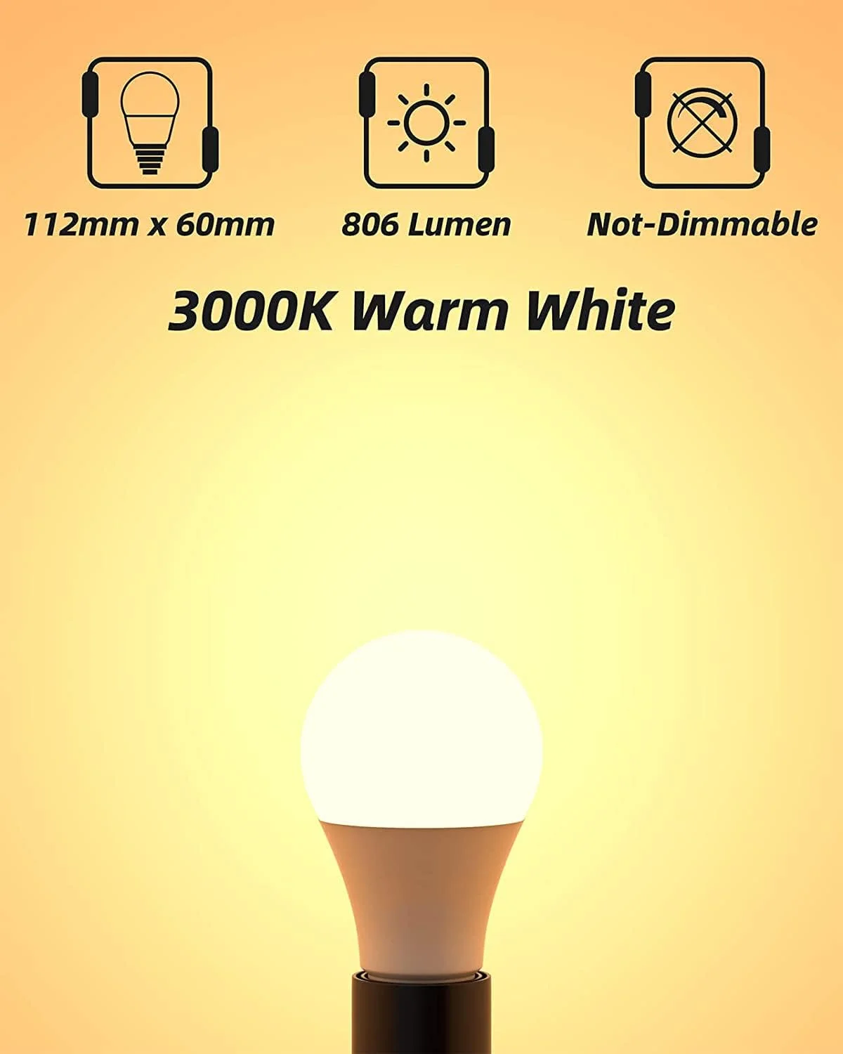 لامپ ال ای دی آزونه معادل 60 وات، 9 وات نور سفید روز 3000K غیر قابل تنظیم، پایه متوسط استاندارد A19 E27، طول عمر 25000 ساعت، 806 لومن، بسته 3 عددی، سفید گرم لامپ ال ای دی آزونه معادل 60 وات، 9 وات نور سفید روز 3000K غیر قابل تنظیم، پایه متوسط استاندارد A19 E27، طول عمر 25000 ساعت، 806 لومن، بسته 3 عددی، سفید گرم