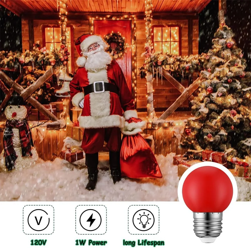 لامپ های LED رنگی Azonee، بسته 4 عددی لامپ G14/ G45، 1 وات 220 ولت پایه E26/ E27 چراغ خواب کوچک، لامپ های قرمز و سبز برای چراغ های ریسه ای اتاق خواب، آشپزخانه، پنجره، شمع، ایوان، چراغ رومیزی