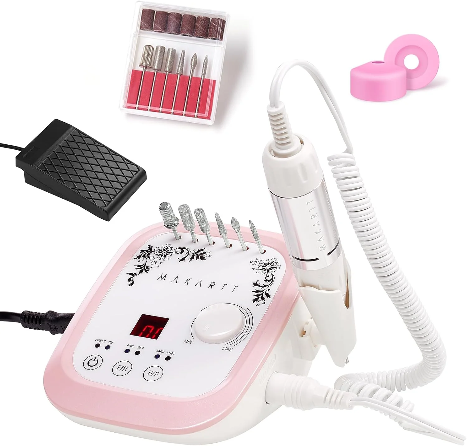 دستگاه سوهان برقی ناخن حرفه ای Makartt Genesie با سرعت 35000 دور در دقیقه، دارای صفحه نمایش LCD، به همراه مجموعه سر سوهان برای از بین بردن، شکل دادن و پولیش ناخن های اکریلیک و ژل، مناسب برای استفاده در سالن های ناخن و استفاده شخصی در منزل
