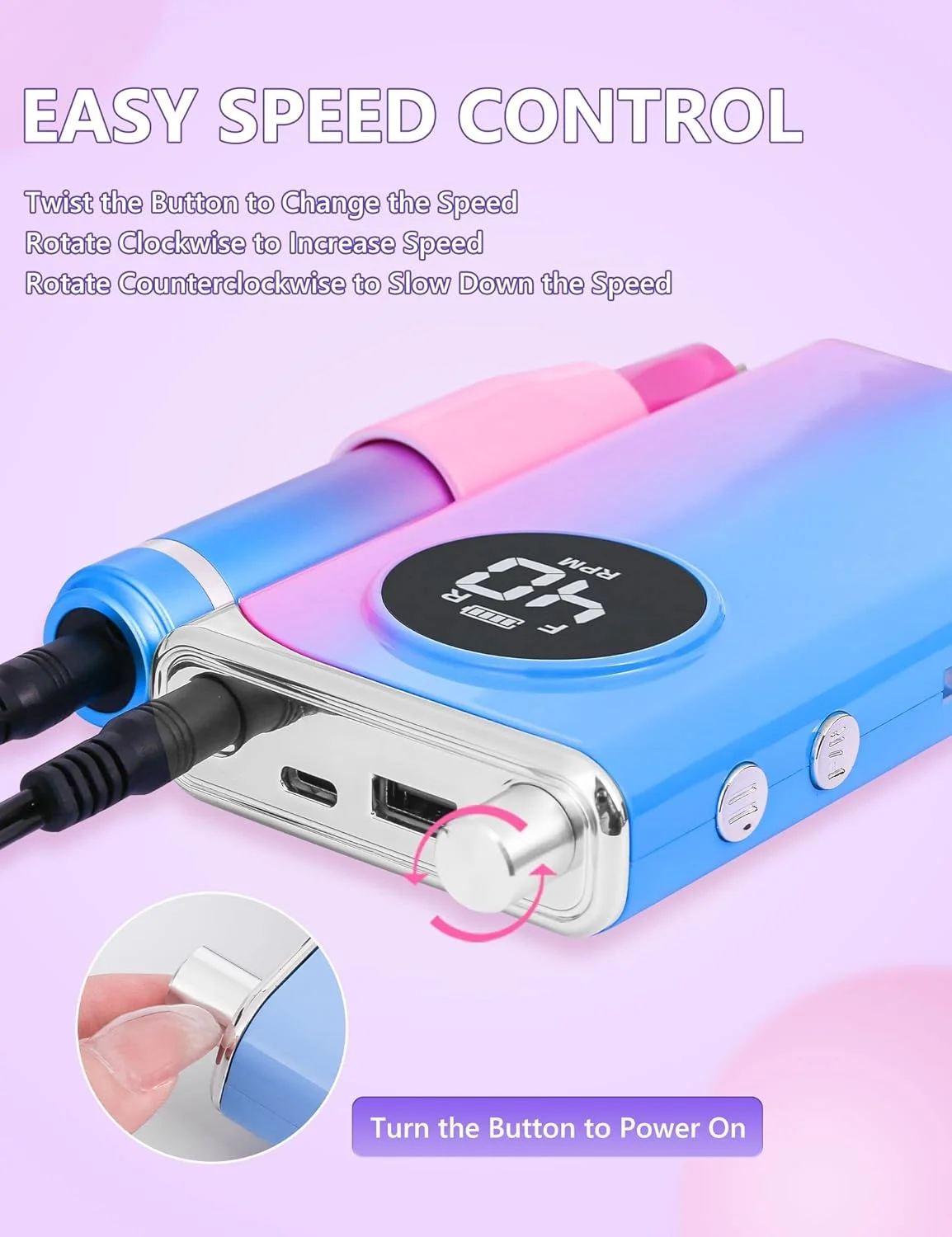 دستگاه سوهان برقی ناخن حرفه ای قابل حمل KASTWAVE با سرعت 40000 دور در دقیقه، سوهان برقی شارژی برای پولیش و برداشتن ژل اکریلیک، سوهان برقی بی سیم با کیت سر سوهان برای استفاده در سالن و منزل دستگاه سوهان برقی ناخن حرفه ای قابل حمل KASTWAVE با سرعت 40000 دور در دقیقه، سوهان برقی شارژی برای پولیش و برداشتن ژل اکریلیک، سوهان برقی بی سیم با کیت سر سوهان برای استفاده در سالن و منزل