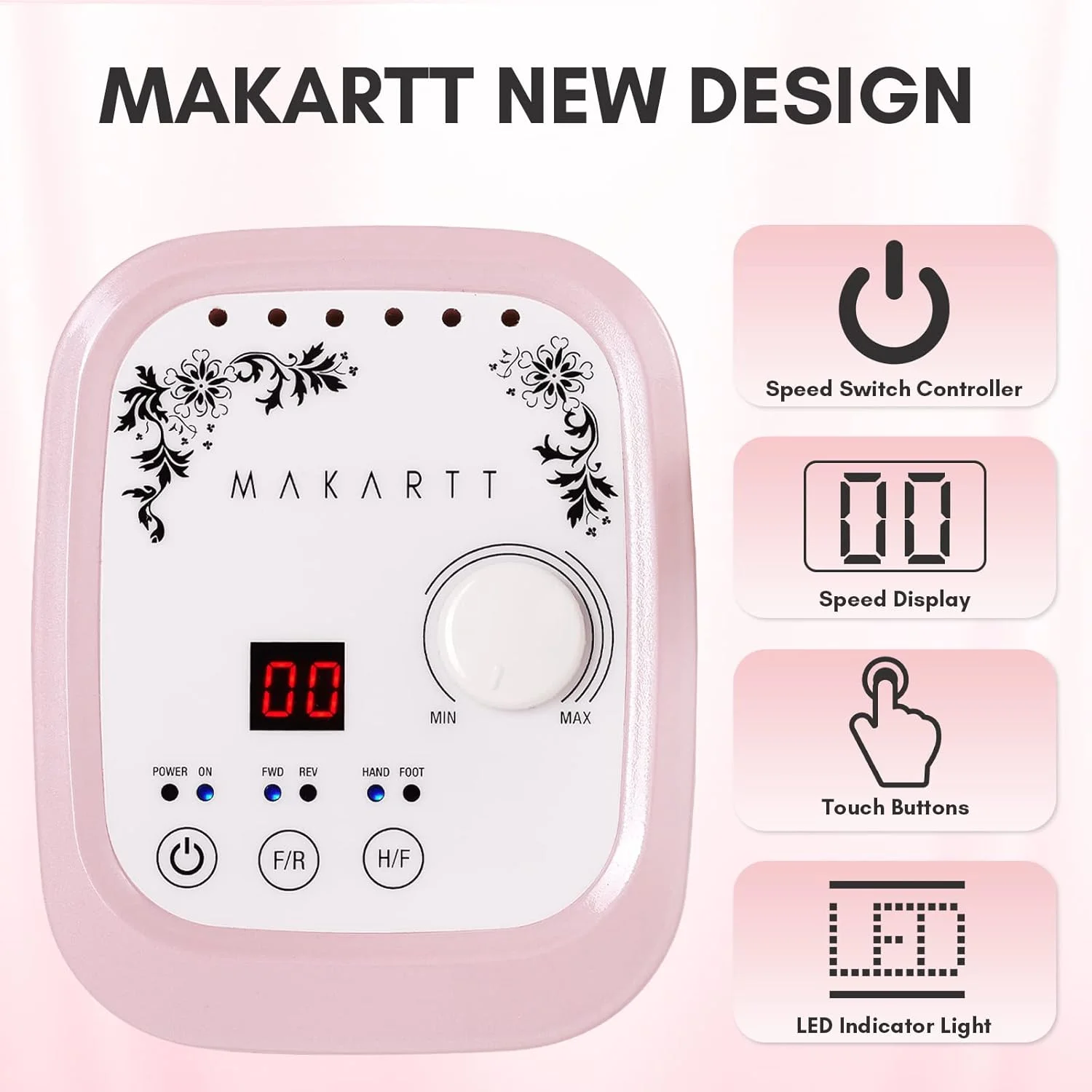 دستگاه سوهان برقی ناخن حرفه ای Makartt Genesie با سرعت 35000 دور در دقیقه، دارای صفحه نمایش LCD، به همراه مجموعه سر سوهان برای از بین بردن، شکل دادن و پولیش ناخن های اکریلیک و ژل، مناسب برای استفاده در سالن های ناخن و استفاده شخصی در منزل دستگاه سوهان برقی ناخن حرفه ای Makartt Genesie با سرعت 35000 دور در دقیقه، دارای صفحه نمایش LCD، به همراه مجموعه سر سوهان برای از بین بردن، شکل دادن و پولیش ناخن های اکریلیک و ژل، مناسب برای استفاده در سالن های ناخن و استفاده شخصی در منزل