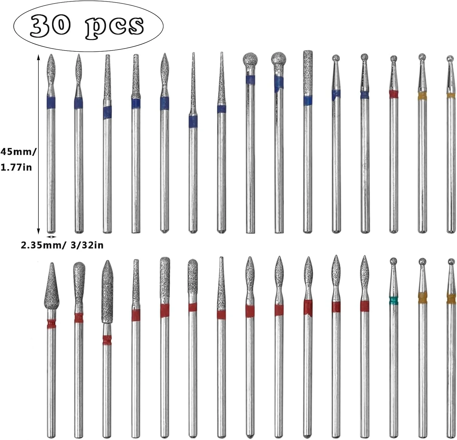 مجموعه 30 عددی سر سوهان ناخن کاربید تنگستن روکش الماس Hongmeru برای سنگ زنی و پولیش چرخشی - مینی سر سوهان با فرز الماسه برای سوهان برقی ناخن، ناخن های ژلی آکریلیک، مانیکور کوتیکول مجموعه 30 عددی سر سوهان ناخن کاربید تنگستن روکش الماس Hongmeru برای سنگ زنی و پولیش چرخشی - مینی سر سوهان با فرز الماسه برای سوهان برقی ناخن، ناخن های ژلی آکریلیک، مانیکور کوتیکول