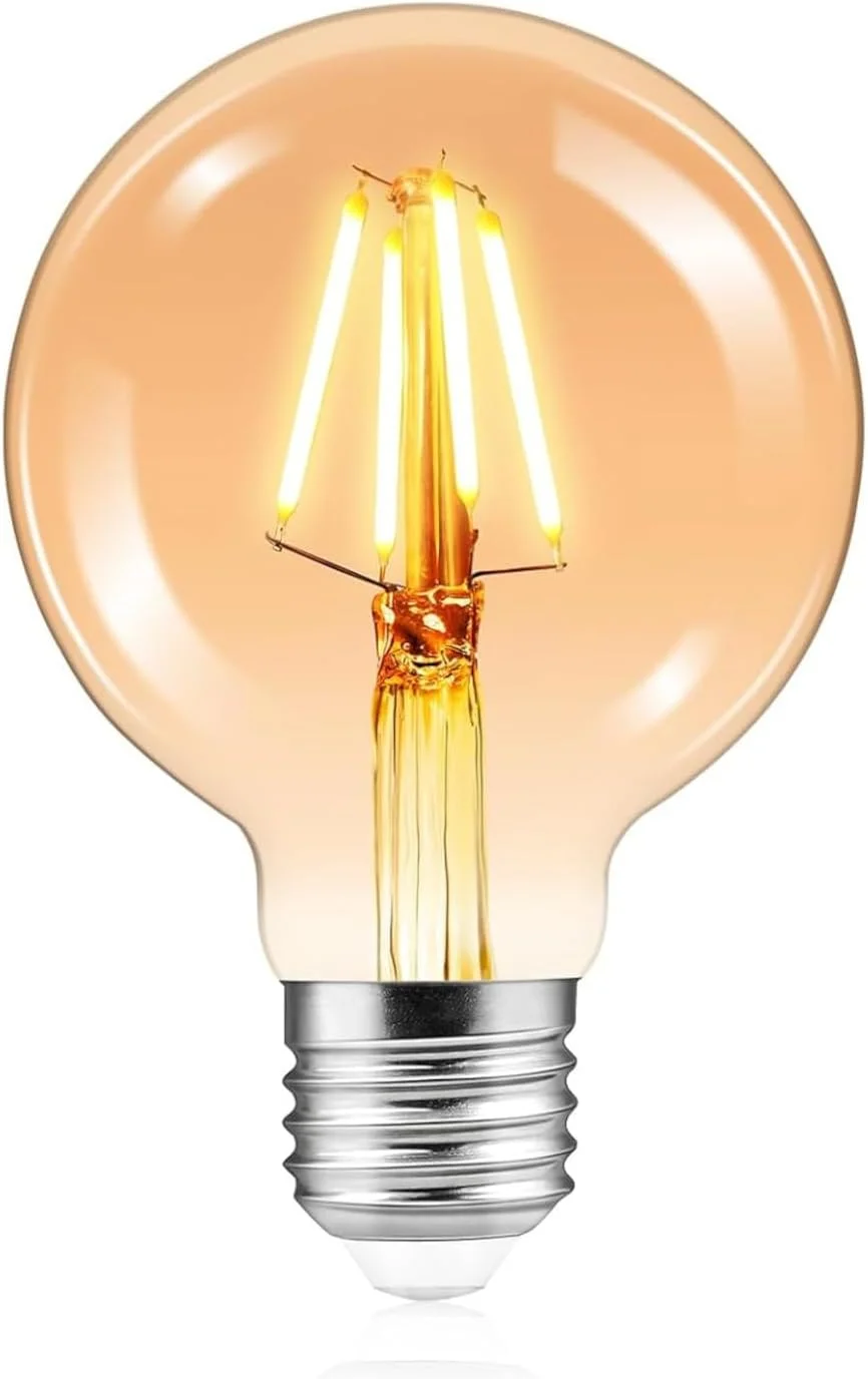 لامپ ادیسونی LED دکوراتیو G95، غیر قابل تنظیم نور، طرح قدیمی، 6 وات (معادل 60 وات)، پایه E27، نور سفید گرم 2700K، صرفه جویی در انرژی، مناسب برای خانه، رستوران، کافه، 1 عدد