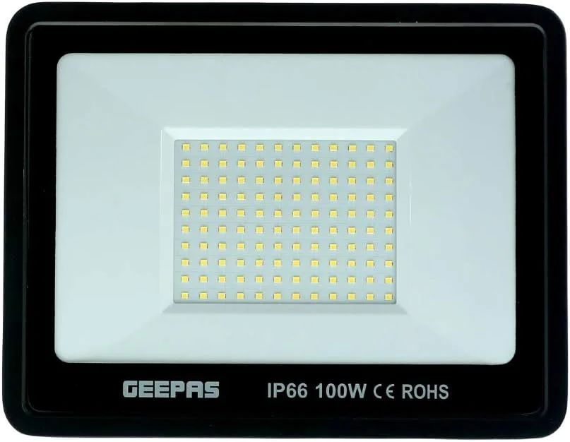 چراغ ال ای دی پروژکتوری 100 وات Geepas GESL55059 - چراغ سقفی روکار | سفید طبیعی خنک 6500K | عمر طولانی | فوق العاده باریک | ایده آل برای پارکینگ، رستوران، انبار و موارد دیگر