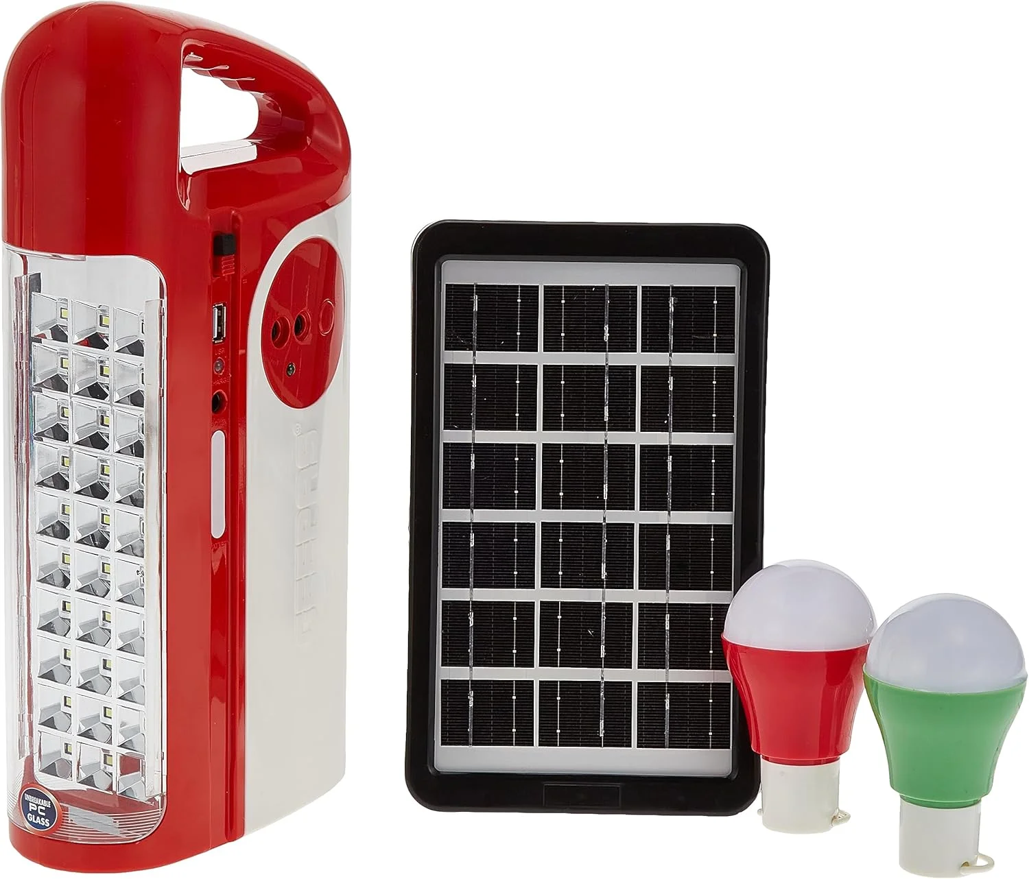 چراغ LED شارژی جیپاس با لامپ و پنل خورشیدی بنفش GE53035