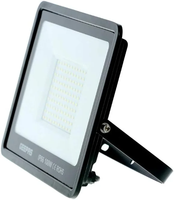 چراغ ال ای دی پروژکتوری 100 وات Geepas GESL55059 - چراغ سقفی روکار | سفید طبیعی خنک 6500K | عمر طولانی | فوق العاده باریک | ایده آل برای پارکینگ، رستوران، انبار و موارد دیگر