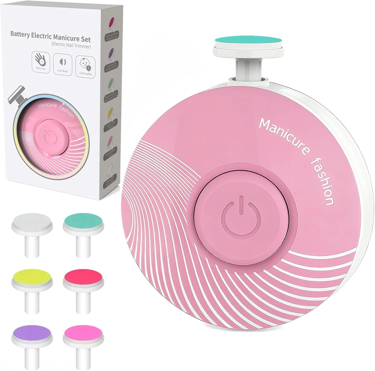 سوهان ناخن برقی کودک، سوهان ناخن ایمن کودک با 6 سری سمباده، ست مانیکور و پدیکور بی صدا برای نوزاد، کودک نوپا و بزرگسال - صورتی سوهان ناخن برقی کودک، سوهان ناخن ایمن کودک با 6 سری سمباده، ست مانیکور و پدیکور بی صدا برای نوزاد، کودک نوپا و بزرگسال - صورتی