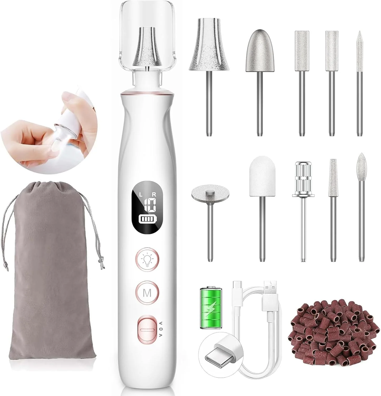 سوهان برقی ناخن: سوهان ناخن قدرتمند HSKAI® 10000 دور در دقیقه با صفحه نمایش LCD، سوهان ناخن ضخیم بی سیم برای ناخن های اکریلیک ژل طبیعی، ابزار چند منظوره مانیکور و پدیکور برای سالن خانگی سوهان برقی ناخن: سوهان ناخن قدرتمند HSKAI® 10000 دور در دقیقه با صفحه نمایش LCD، سوهان ناخن ضخیم بی سیم برای ناخن های اکریلیک ژل طبیعی، ابزار چند منظوره مانیکور و پدیکور برای سالن خانگی