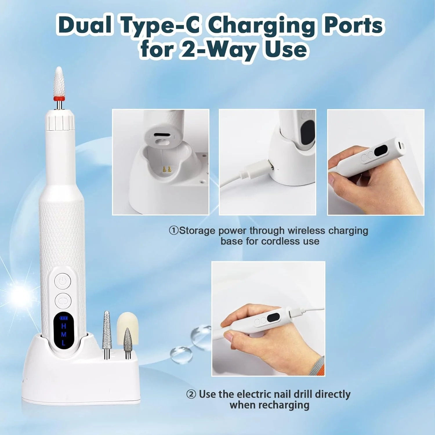 دستگاه سوهان برقی ناخن قابل حمل NALACAL، کیت حرفه ای سوهان برقی برای ناخن های اکریلیک، ژل، مانیکور پدیکور، ابزارهای شکل دهی و پولیش با 12 سری سوهان و نوارهای سمباده برای استفاده در منزل و سالن های آرایشی