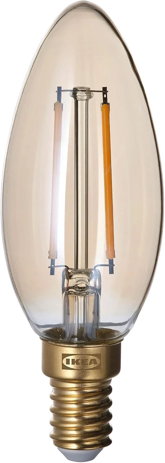 لامپ ال ای دی ایکیا مدل LUNNOM، پایه E14، 210 لومن، دیمرخور/لوستری، شیشه ای شفاف قهوه ای