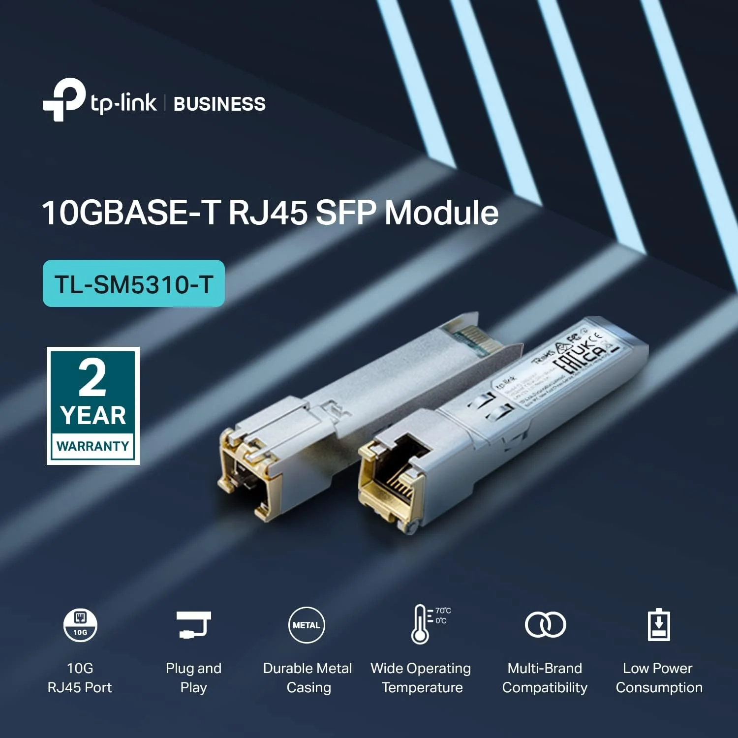 ماژول اس اف پی پلاس RJ45 مدل TP-Link TL-SM5310-T 10GBASE T، اس اف پی به RJ45 10GBase T مسی، نقره ای ماژول اس اف پی پلاس RJ45 مدل TP-Link TL-SM5310-T 10GBASE T، اس اف پی به RJ45 10GBase T مسی، نقره ای