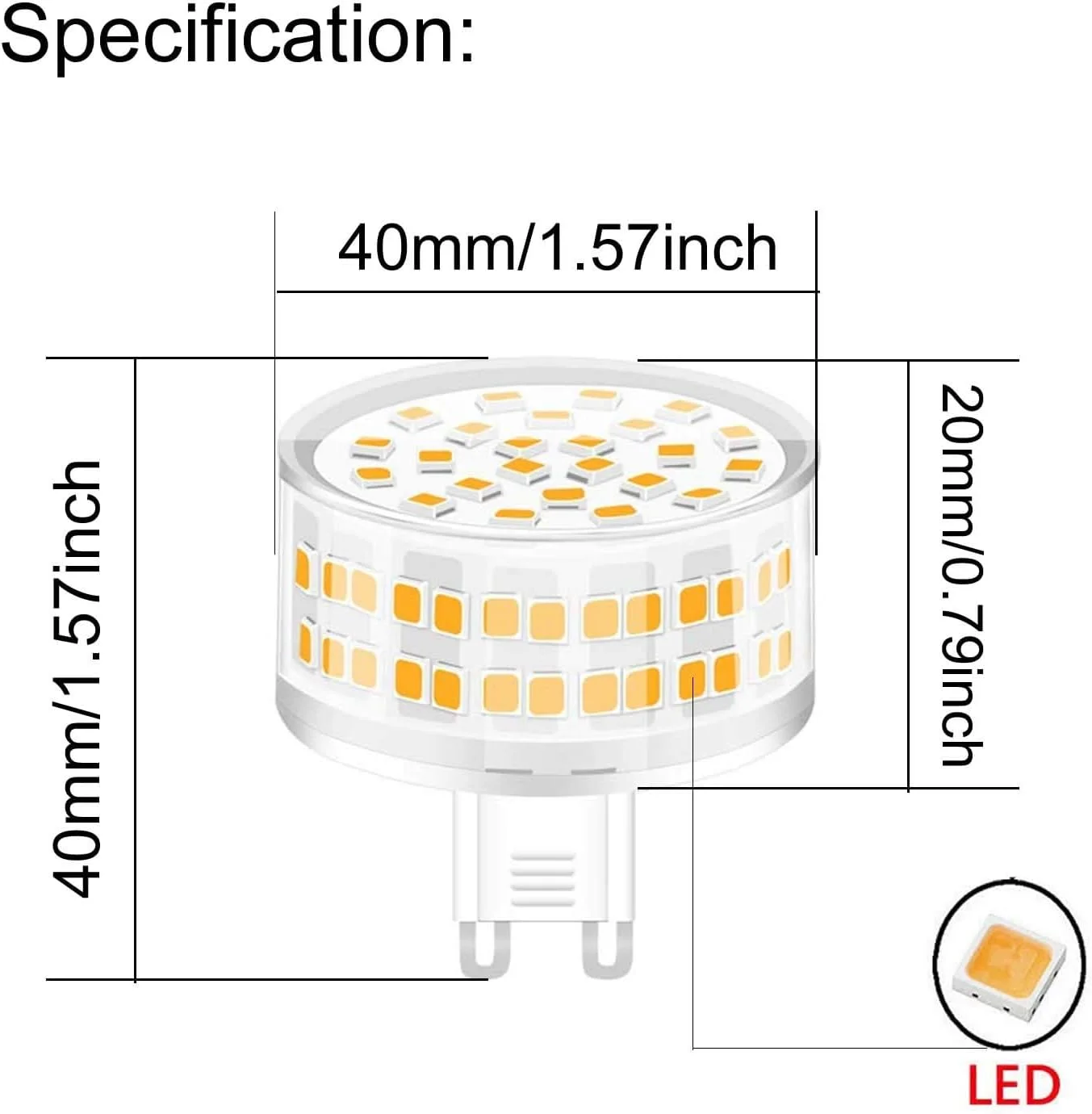 لامپ ال ای دی 9 وات NALACAL G9، 800 لومن، 88 عدد LED SMD 2835، معادل هالوژن 90 وات، سفید گرم 3000K، لامپ های ذرت صرفه جویی در انرژی، زاویه تابش 360 درجه، بدون سوسو، غیر قابل تنظیم نور، بسته 6 عددی
