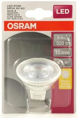 چراغ ال ای دی MR16 اوسرام 12 ولت، نور پایین GU5.3، 5.5 وات 500 لومن، 6500 کلوین - بسته 10 عددی