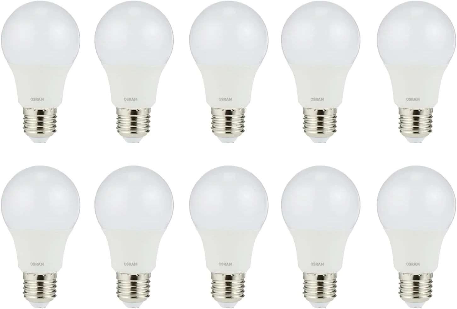 لامپ ال ای دی استوانه ایی 9 وات با سرپیچ E27، نور سفید گرم 2700 کلوین، مدل Value Classic A Frosted اوسرام - بسته 10 عددی، LEDCLB49WE27827FR-COMBO-10