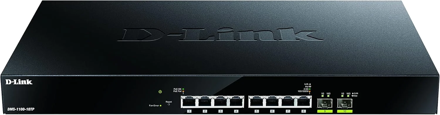 سوییچ مدیریتی هوشمند 2.5 گیگابیتی اترنت PoE دی-لینک (DMS-1100-10TP) مشکی