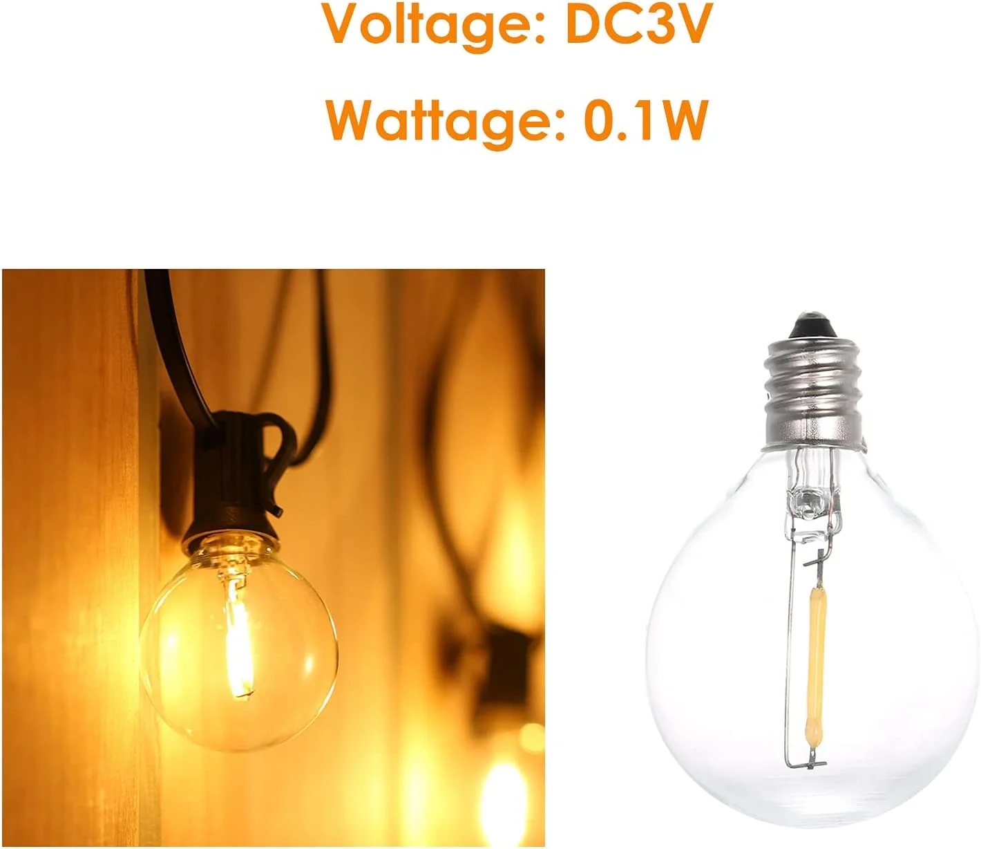 پک 3 عددی لامپ جایگزین DC3V 0.1W G40 Pepisky با پایه پیچی E12، حباب شیشه ای برای چراغ های رشته ای، دکوراسیون داخلی و خارجی پاسیو، نور سفید گرم پک 3 عددی لامپ جایگزین DC3V 0.1W G40 Pepisky با پایه پیچی E12، حباب شیشه ای برای چراغ های رشته ای، دکوراسیون داخلی و خارجی پاسیو، نور سفید گرم