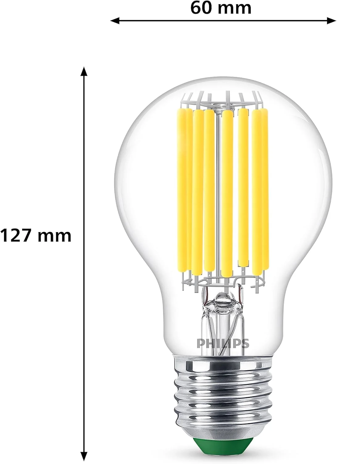 لامپ ال ای دی فوق العاده کارآمد کلاس A فیلیپس، 100 وات، پایه E27، سفید سرد 4000K، شفاف، شیشه ای