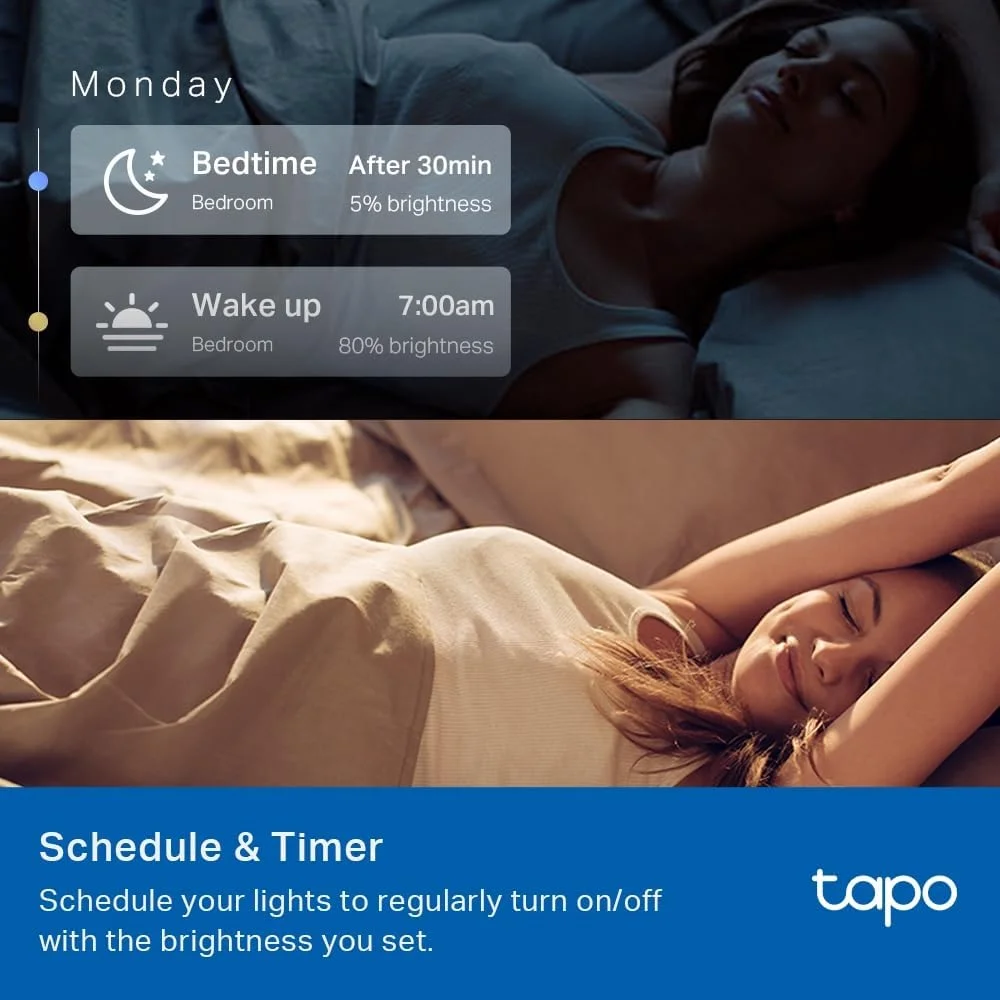 لامپ هوشمند وای فای چند رنگ Tapo L530E (دو عددی) – نورپردازی قابل تنظیم، کنترل صوتی، زمان‌بندی و دسترسی از راه دور برای اتوماسیون نهایی خانه