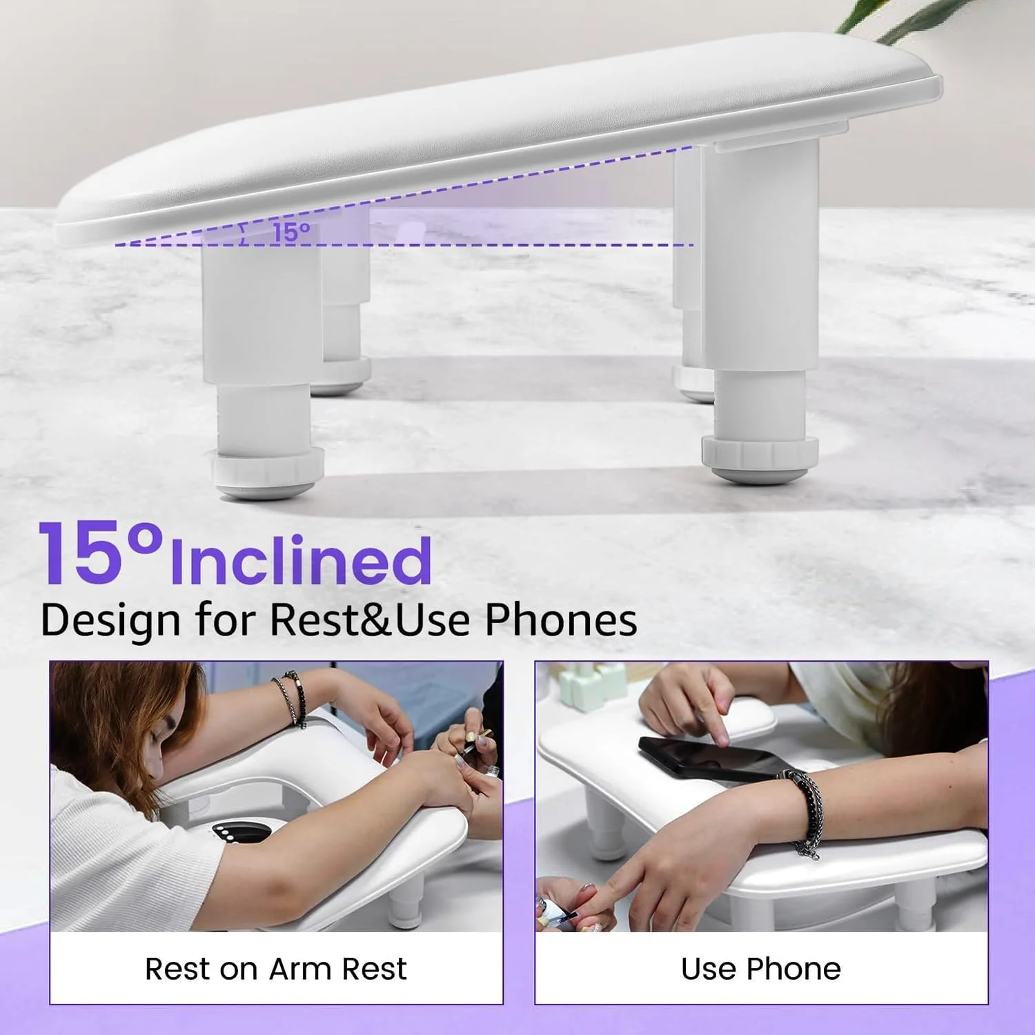 استراحتگاه دست ناخن Angju، پایه ناخن، استند مانیکور U شکل با قابلیت تنظیم ارتفاع، روکش چرمی PU میکروفیبر، بالشتک استراحت دست برای ناخن های اکریلیک، بالشتک دست مانیکور جداشدنی برای استفاده در سالن یا منزل