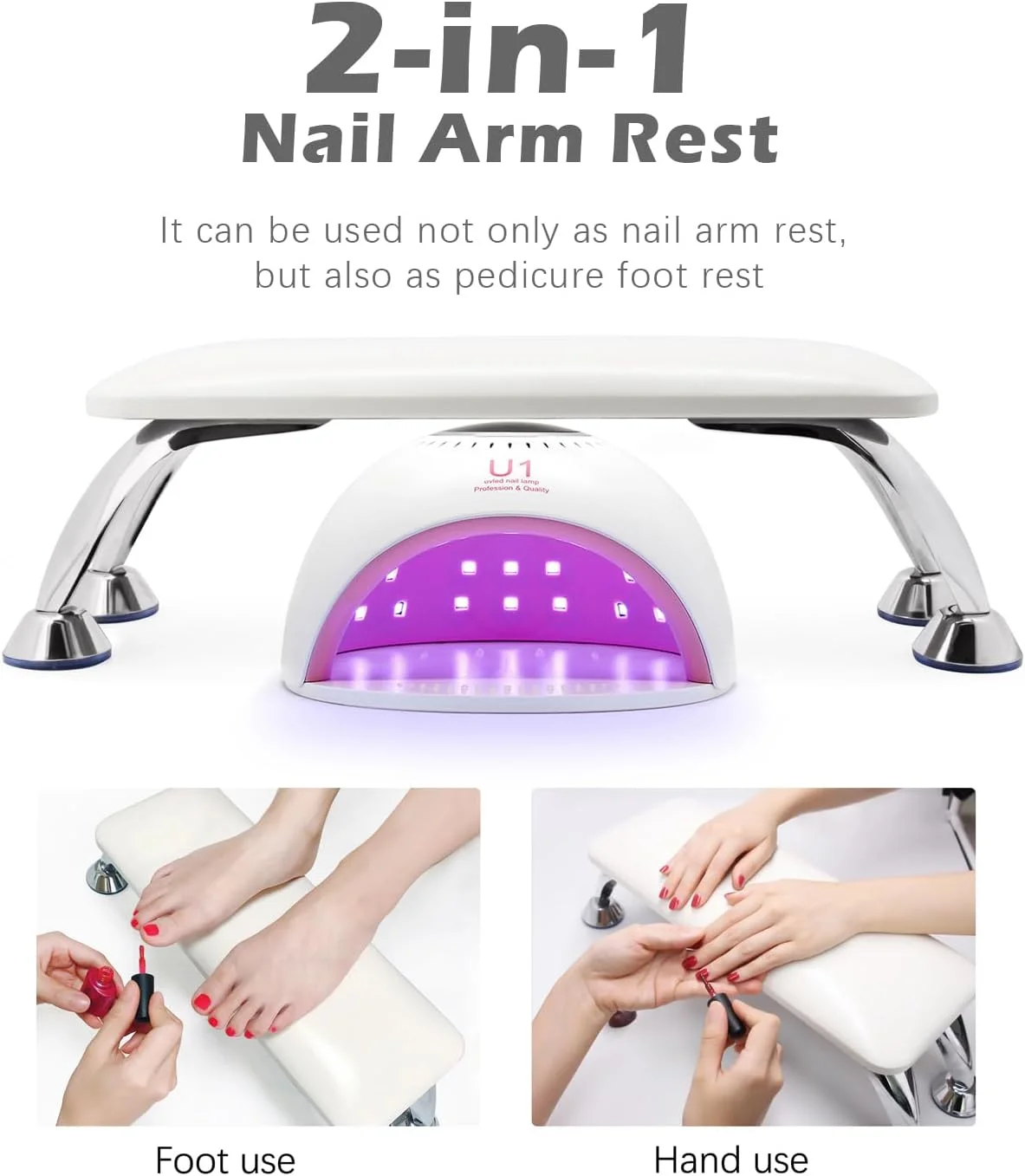 بالشتک استراحت دست ناخن AONOLOVO برای استفاده انگشتان دست و پا، زیر دستی حرفه ای میز ناخن، بالشتک دست مانیکور مناسب تکنسین های ناخن، جنس چرم میکروفیبر (سفید)