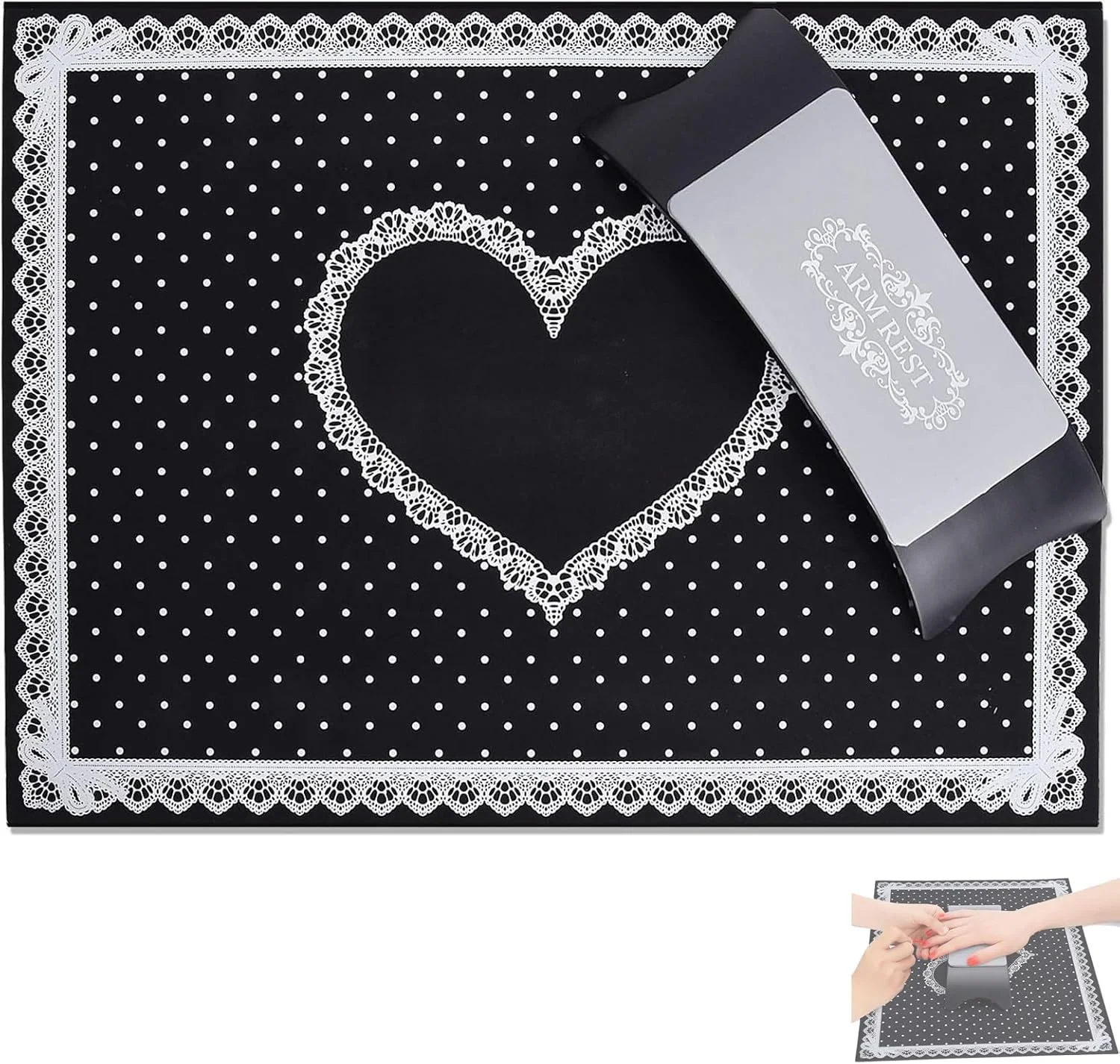 بالشتک دست طراحی ناخن ieron، تکیه گاه دست مانیکور، سیلیکونی / ست زیرانداز بالشتکی نرم طراحی ناخن، پد نگهدارنده مچ دست و بازو لاک تاشو برای ابزار سالن ناخن (مشکی) بالشتک دست طراحی ناخن ieron، تکیه گاه دست مانیکور، سیلیکونی / ست زیرانداز بالشتکی نرم طراحی ناخن، پد نگهدارنده مچ دست و بازو لاک تاشو برای ابزار سالن ناخن (مشکی)