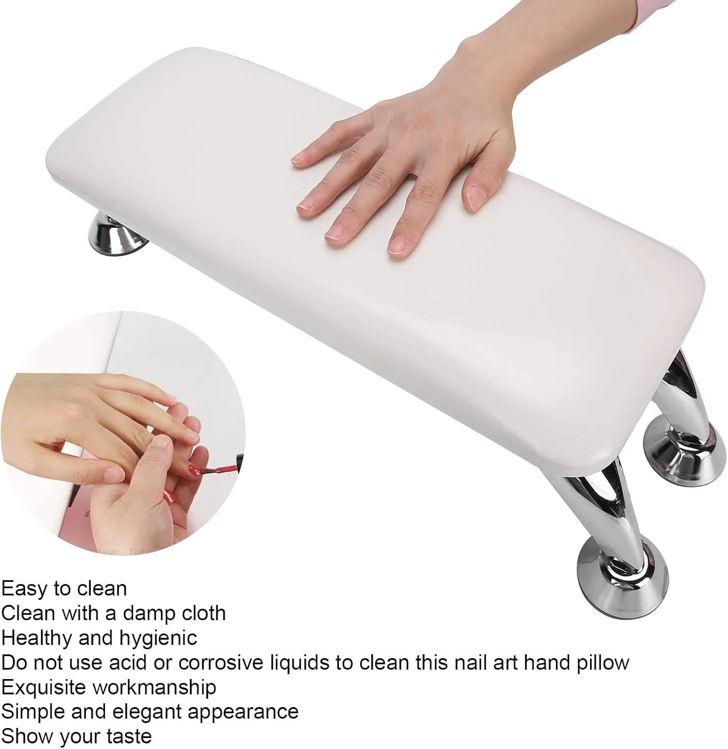 بالشتک دست طراحی ناخن سفید، استراحتگاه دست، بالشتک استراحتگاه دست PU، پد نگهدارنده استراحتگاه دست، میز کار برای استفاده تکنسین ناخن، بالشتک استراحتگاه ناخن، بالشتک استراحتگاه دست، بالشتک طراحی ناخن